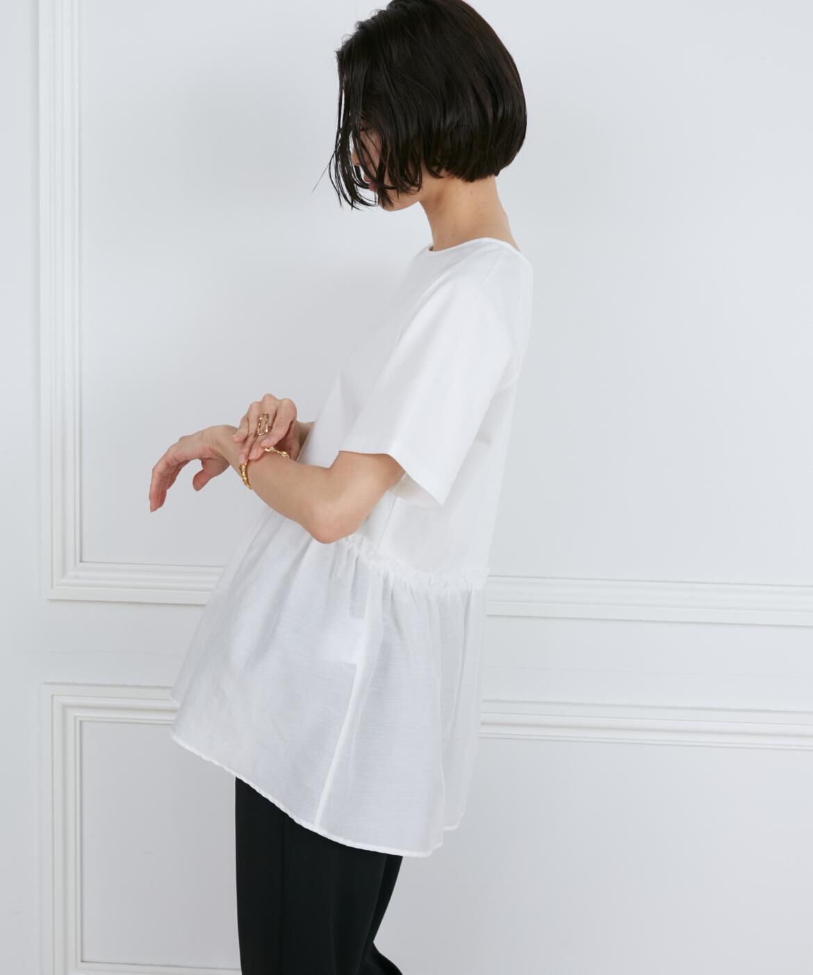 INED「異素材ペプラムカットソー」|Tシャツ・カットソー|