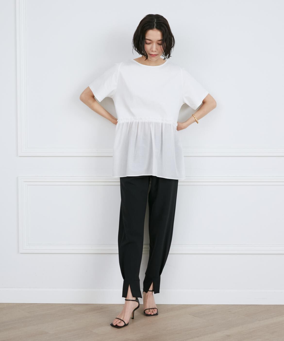 INED「異素材ペプラムカットソー」|Tシャツ・カットソー|