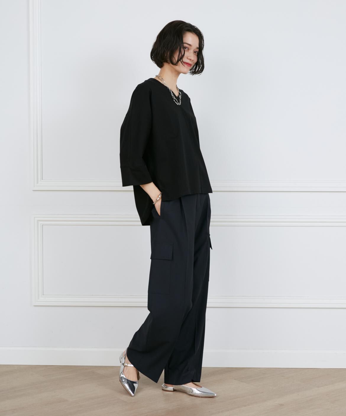 INED「Vネックドルマンカットソー」|Tシャツ・カットソー|