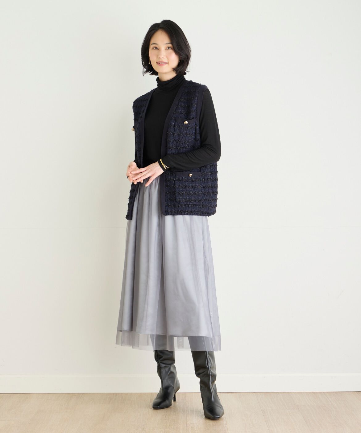 7-IDconcept.「カシミアシルク混ハイネックカットソー」|Tシャツ・カットソー|