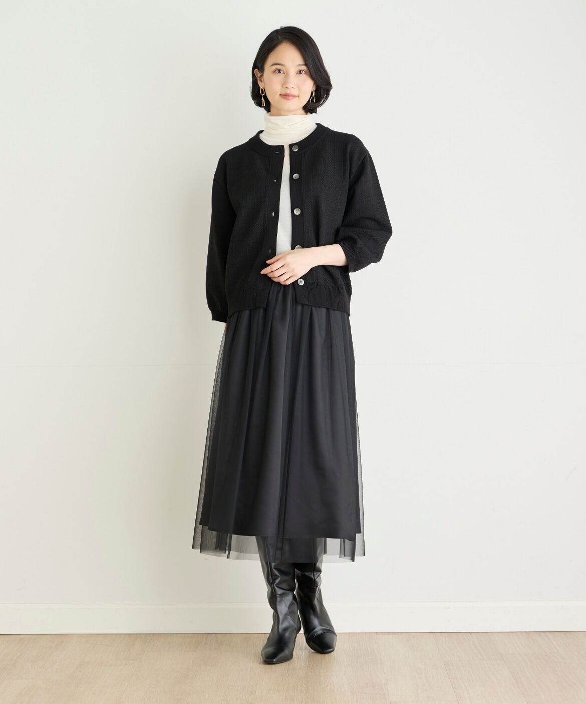 7-IDconcept.「カシミアシルク混ハイネックカットソー」|Tシャツ・カットソー|