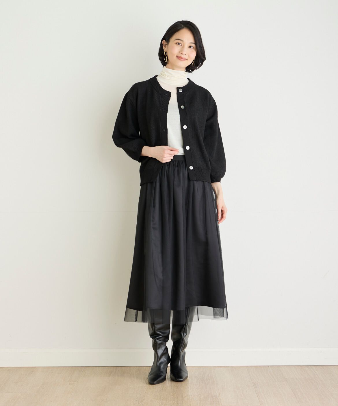 7-IDconcept.「カシミアシルク混ハイネックカットソー」|Tシャツ・カットソー|