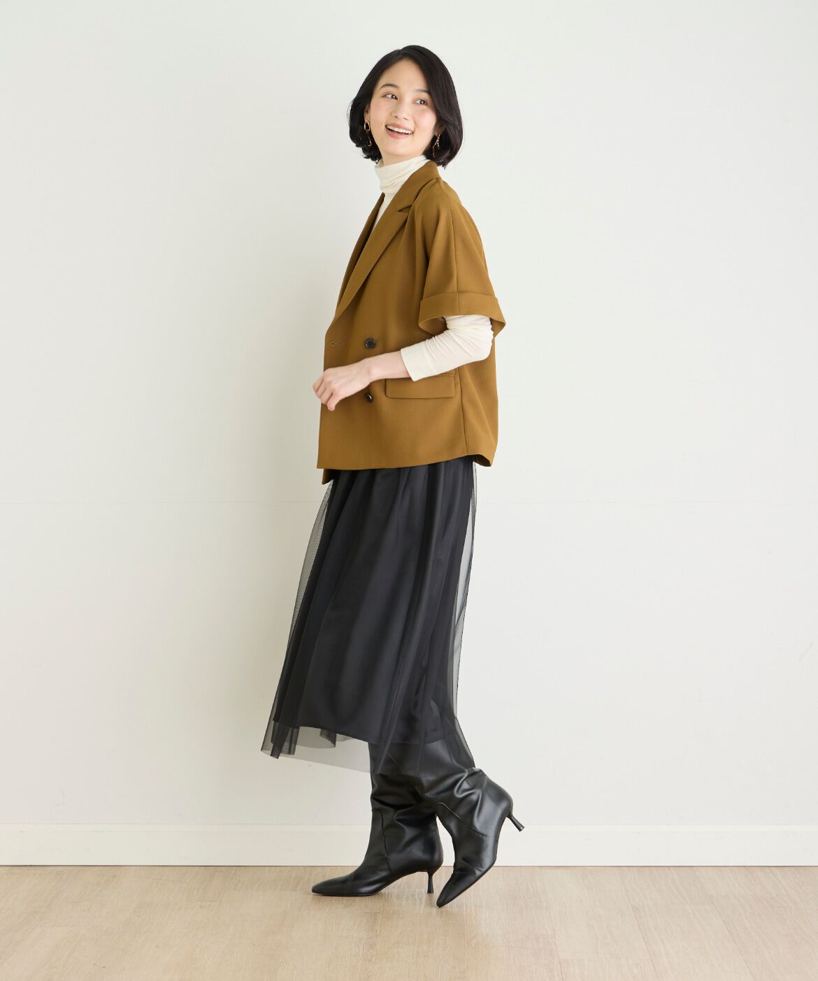 7-IDconcept.「カシミアシルク混ハイネックカットソー」|Tシャツ・カットソー|