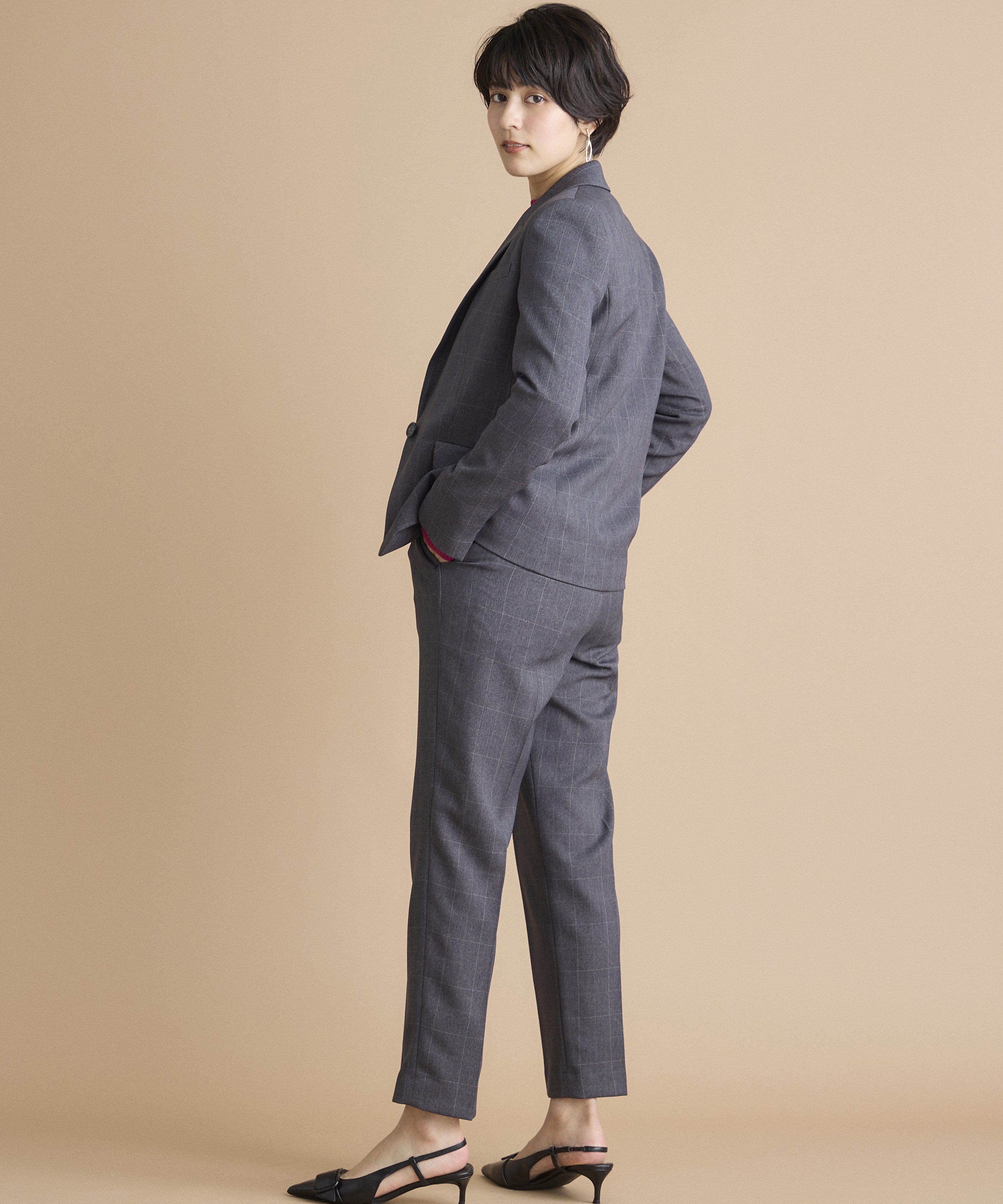 INED「《INED CLARO》ウールライクウィンドペンジャケット」|テーラードジャケット|