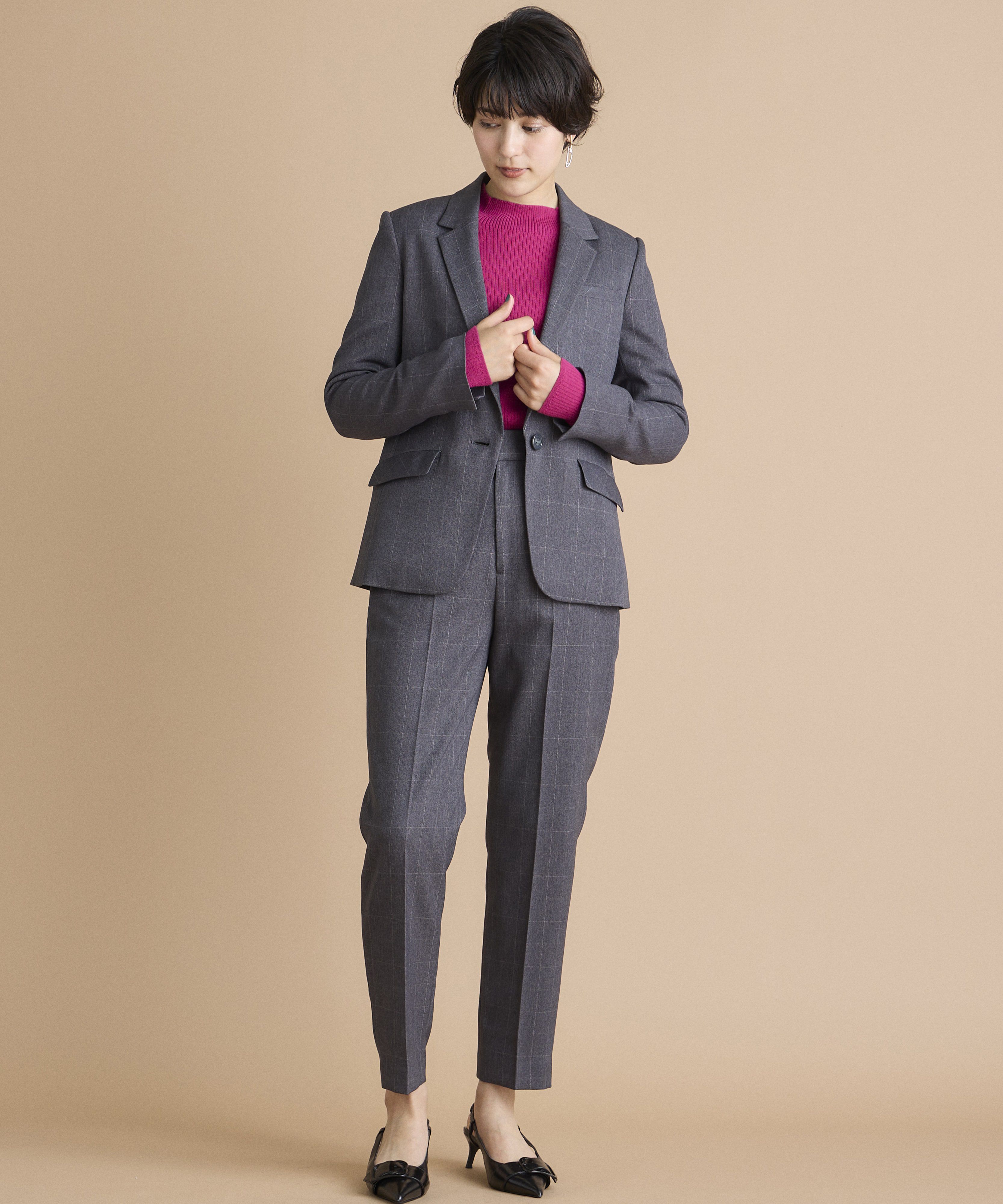 INED「《INED CLARO》ウールライクウィンドペンジャケット」|テーラードジャケット|