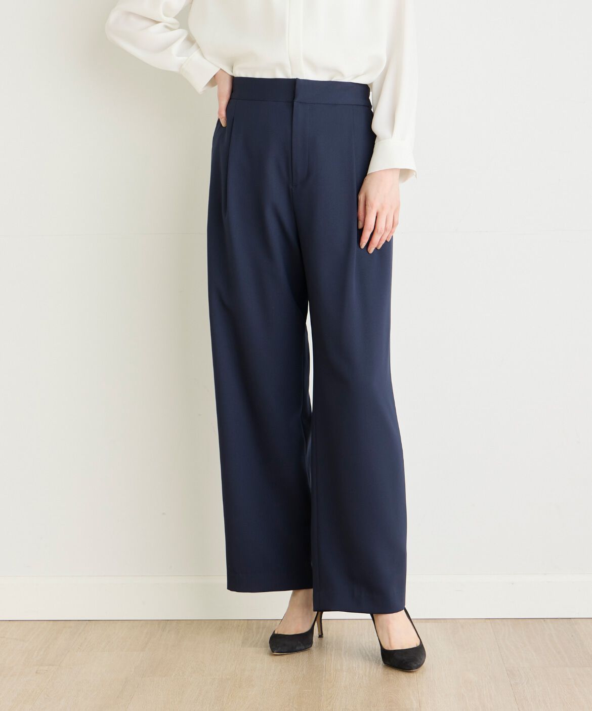 7-IDconcept.「《大きいサイズ》ワンタックストレートパンツ」|スラックス|