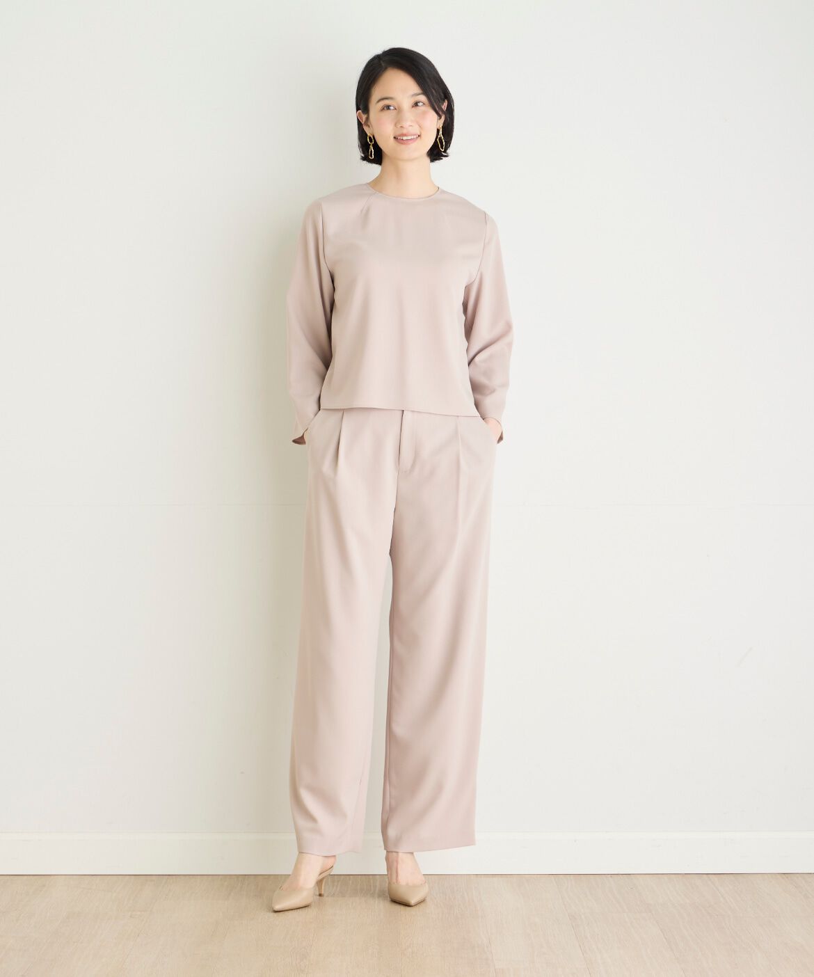 7-IDconcept.「《大きいサイズ》ワンタックストレートパンツ」|スラックス|