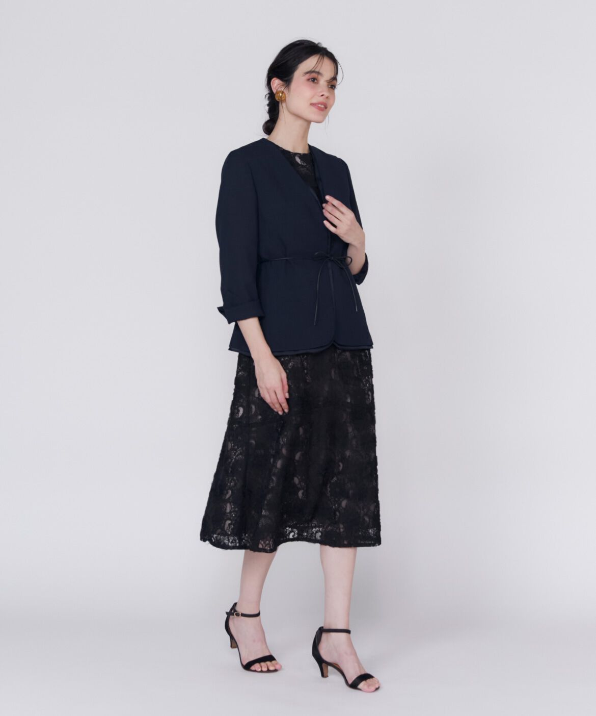 Maglie le cassetto「シアーラインノーカラージャケット」|ノーカラージャケット|