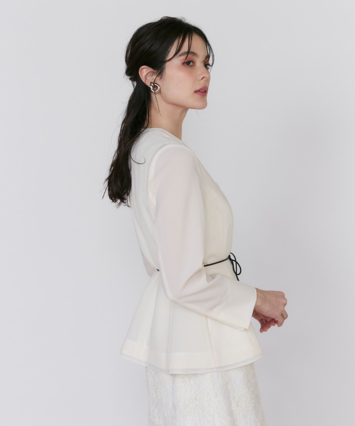 Maglie le cassetto「シアーラインノーカラージャケット」|ノーカラージャケット|