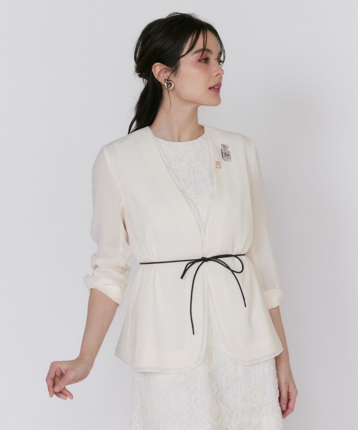 Maglie le cassetto「シアーラインノーカラージャケット」|ノーカラージャケット|