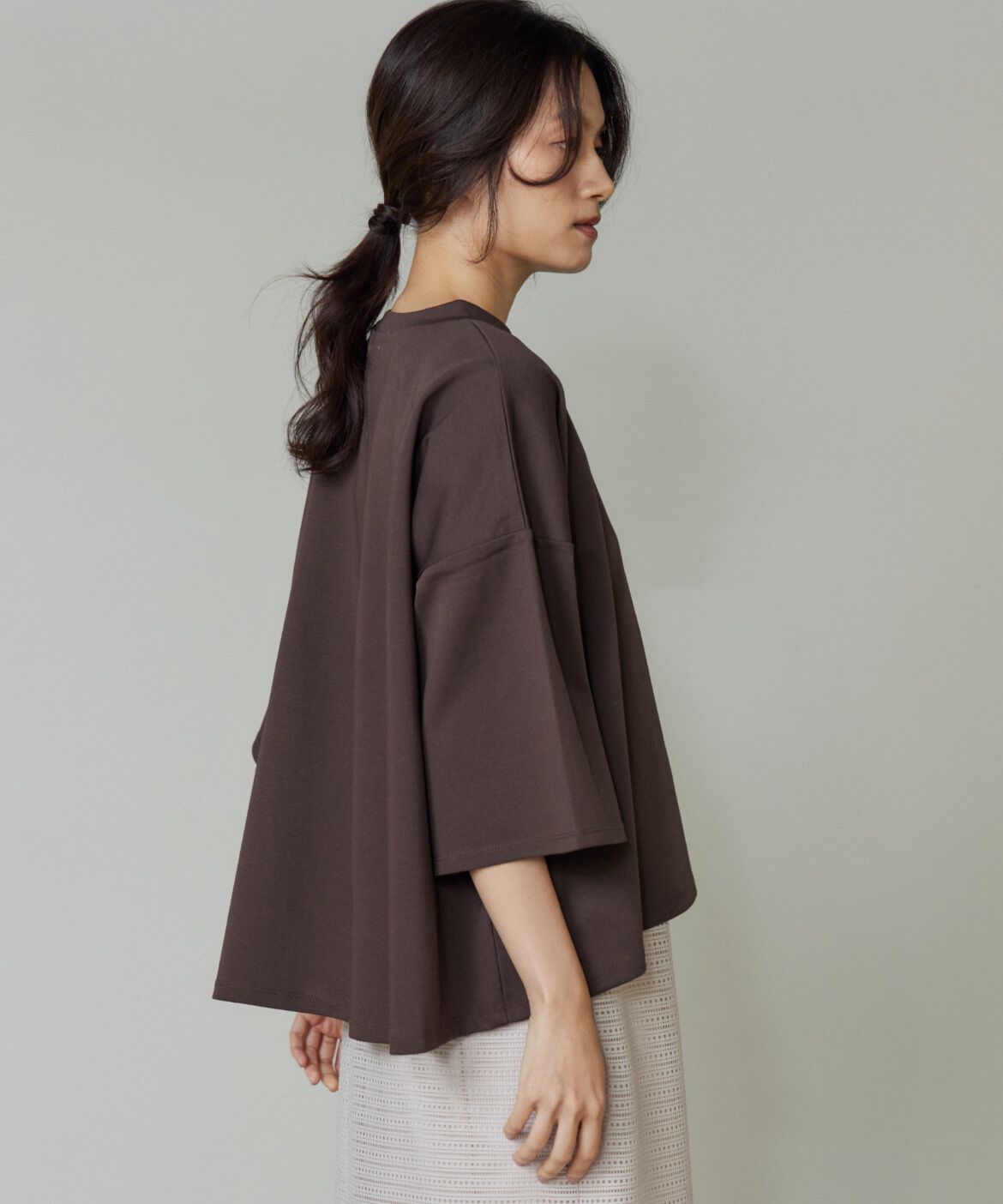 I.T.'S international「ポンチ5分袖フレアー袖プルオーバー」|Tシャツ・カットソー|ブラウン