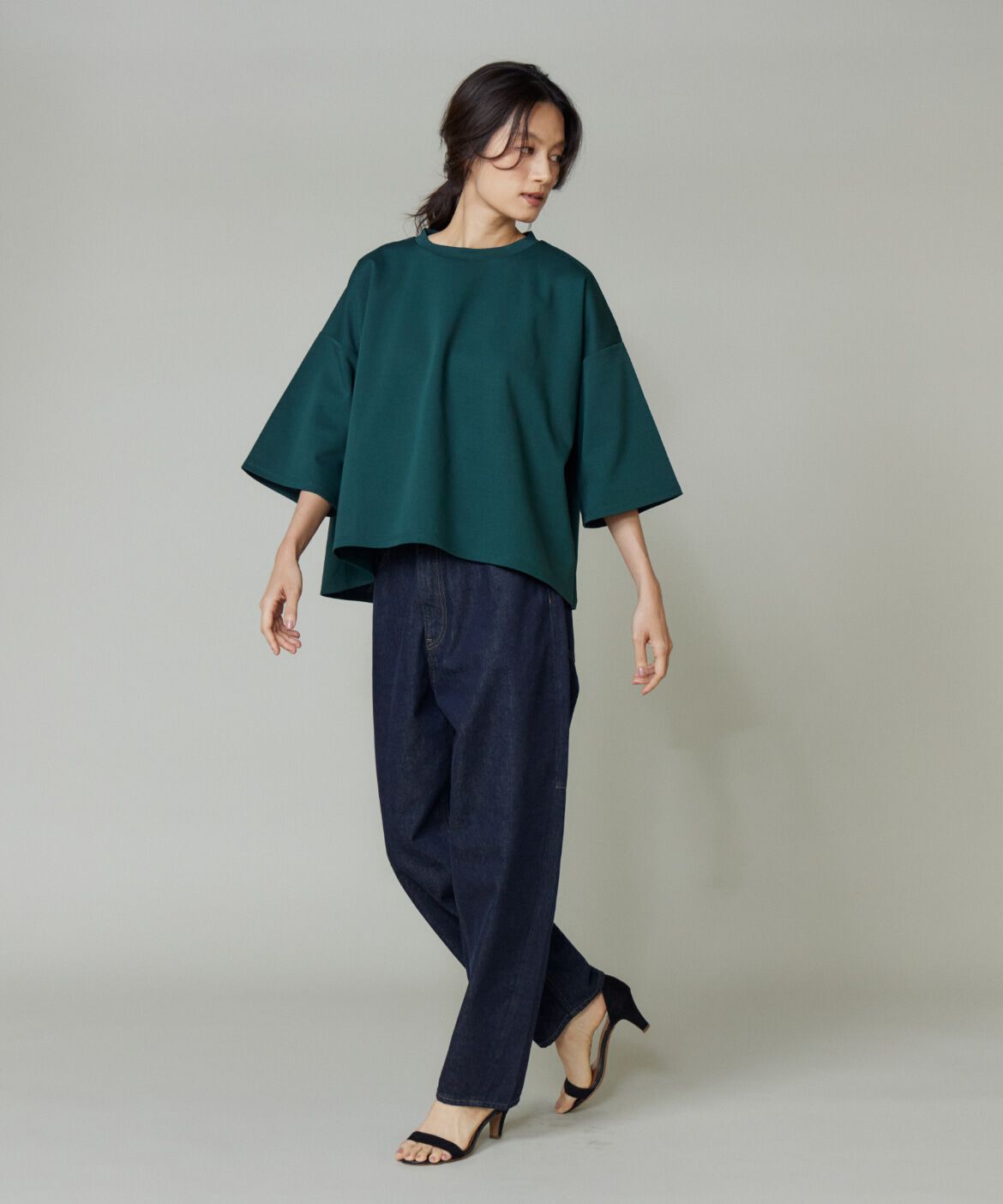 I.T.'S international「ポンチ5分袖フレアー袖プルオーバー」|Tシャツ・カットソー|