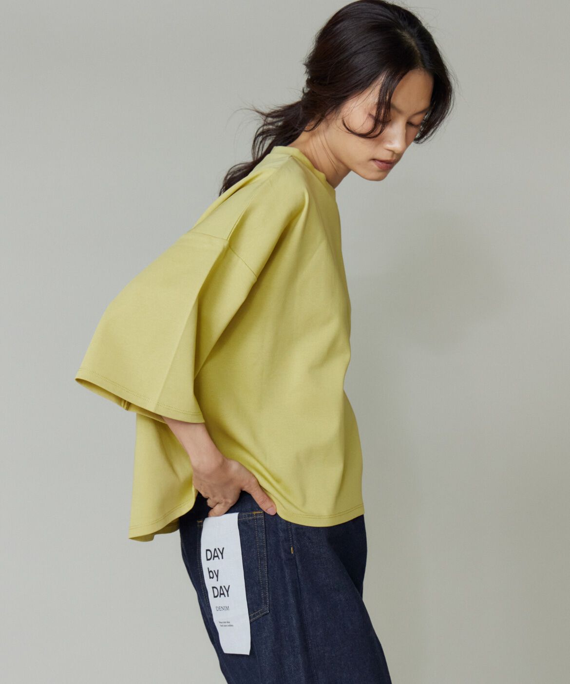 I.T.'S international「ポンチ5分袖フレアー袖プルオーバー」|Tシャツ・カットソー|イエロー