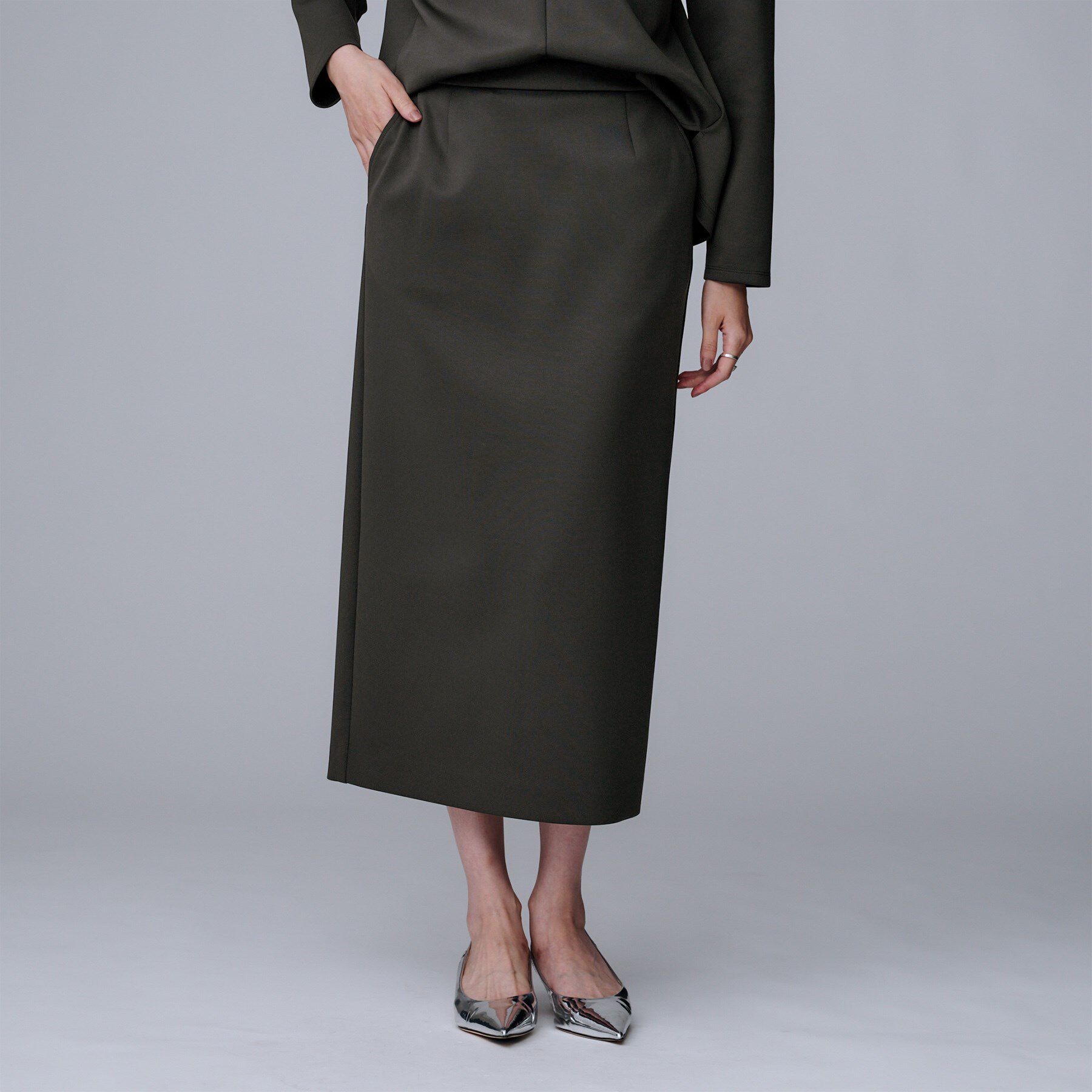 UNTITLED「【ウエストゴム/タイト/スポーティー】ダンボールジャージスカート」|スカート|