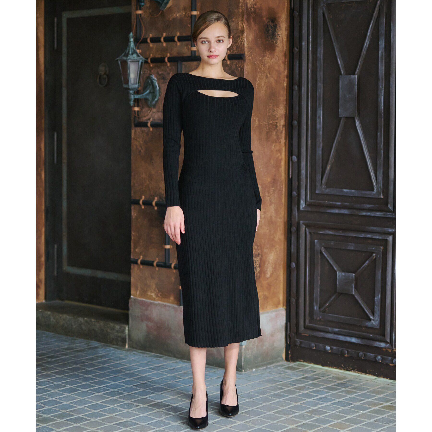 DRESSTERIOR「【otonaMUSE11月号掲載/手洗い可】デコルテリブニットワンピース」|ワンピース|