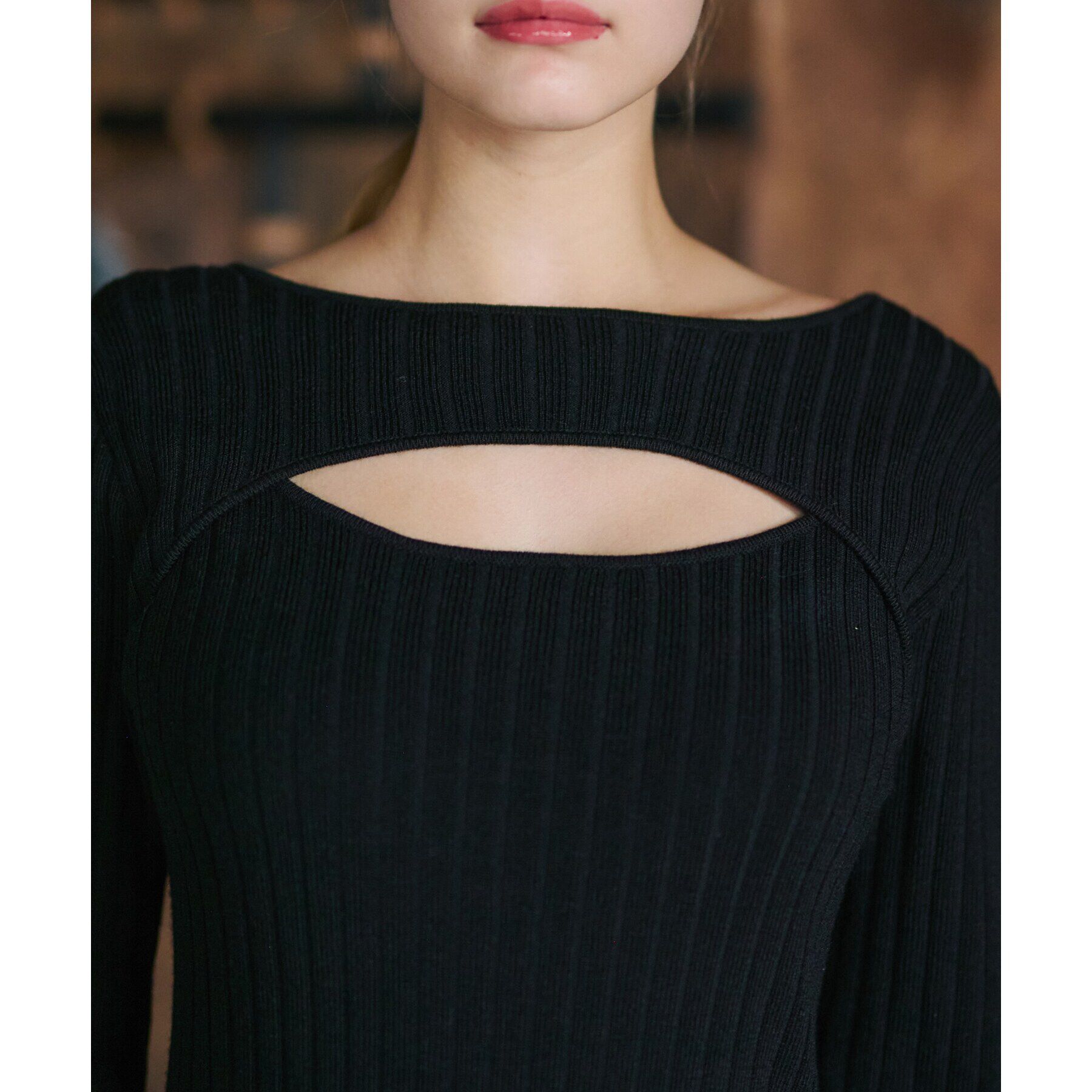 DRESSTERIOR「【otonaMUSE11月号掲載/手洗い可】デコルテリブニットワンピース」|ワンピース|