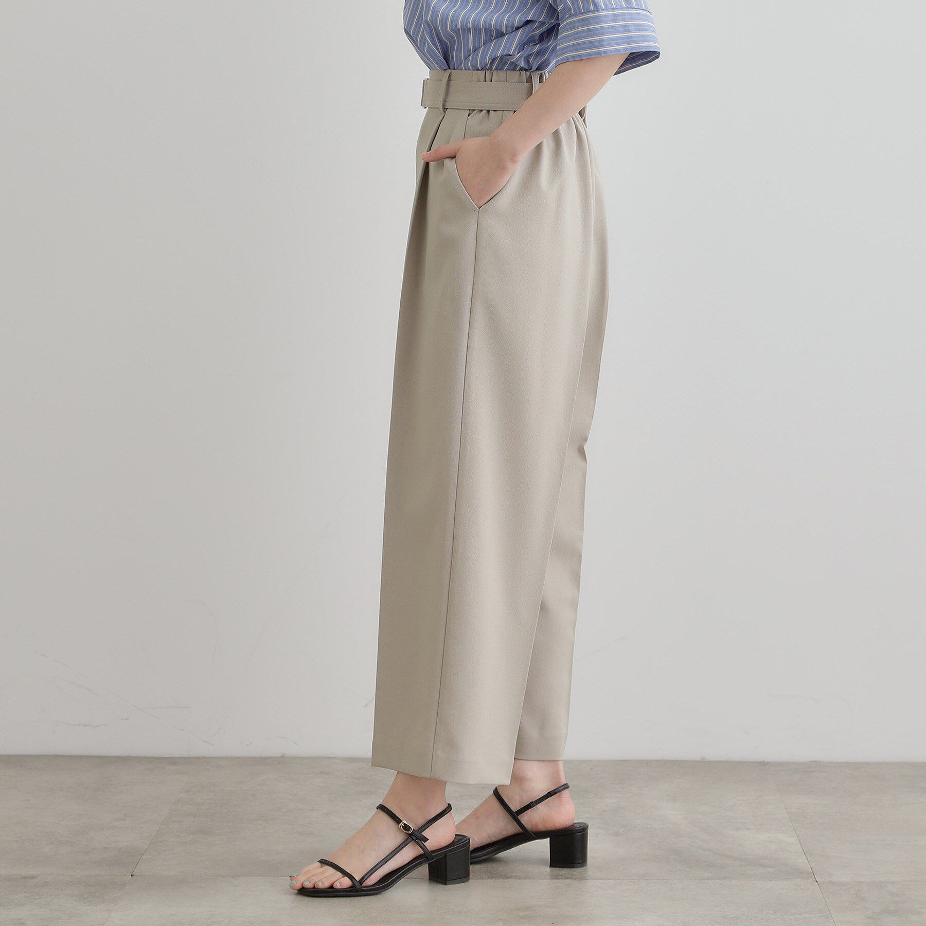 grove「【夏に嬉しい機能付き】リネンライクベルトワイドパンツ」|その他|