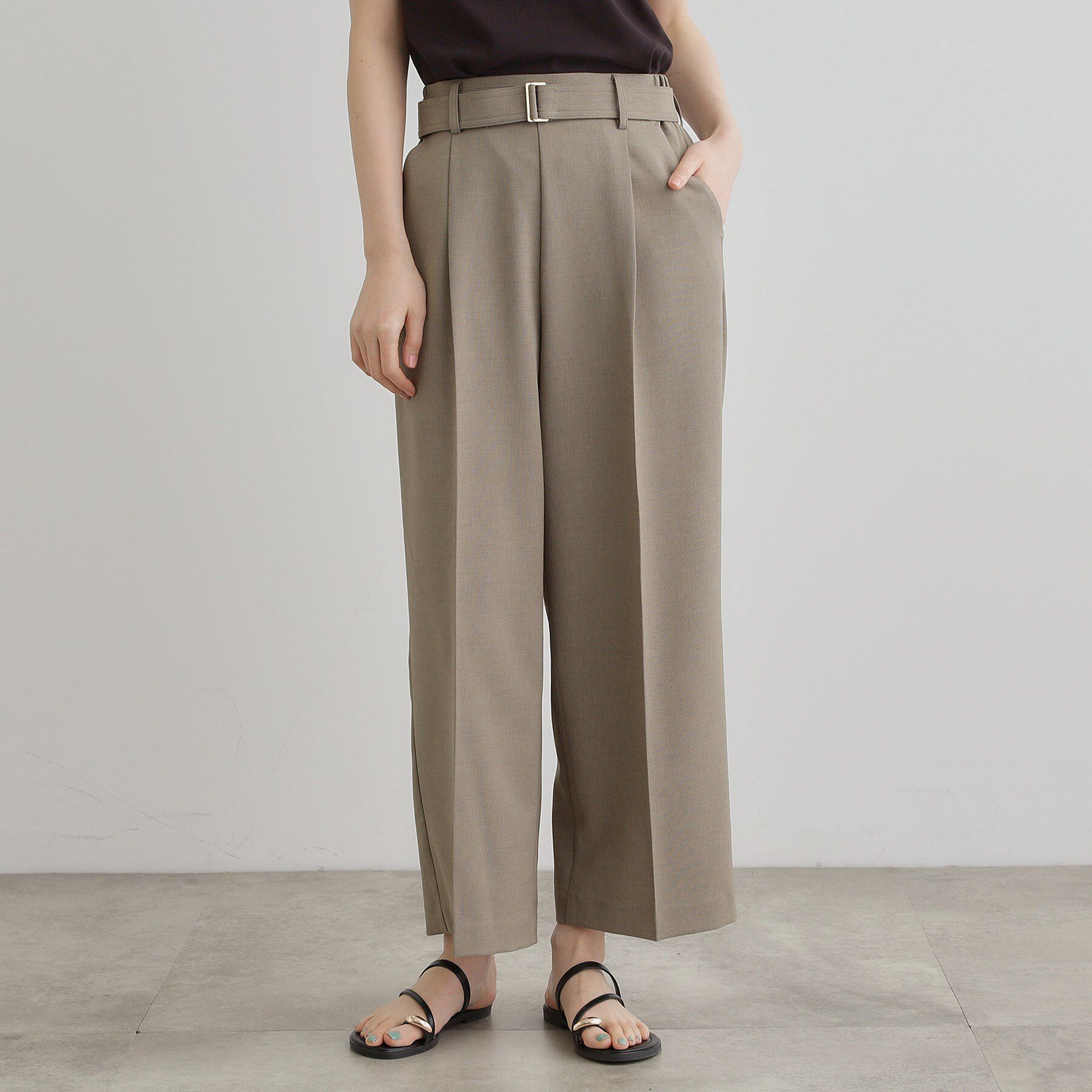 grove「【夏に嬉しい機能付き】リネンライクベルトワイドパンツ」|その他|