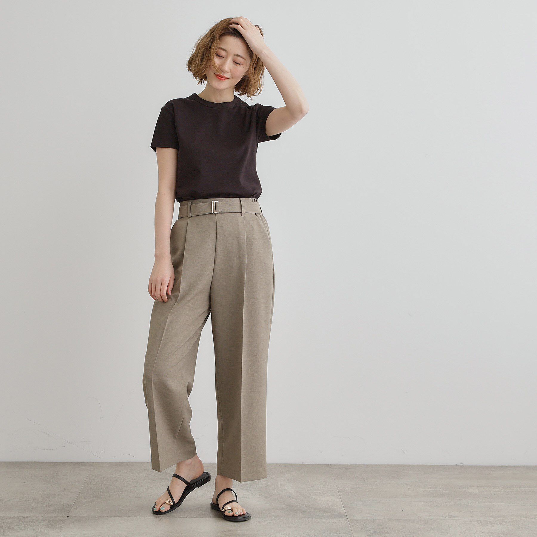 grove「【夏に嬉しい機能付き】リネンライクベルトワイドパンツ」|その他|