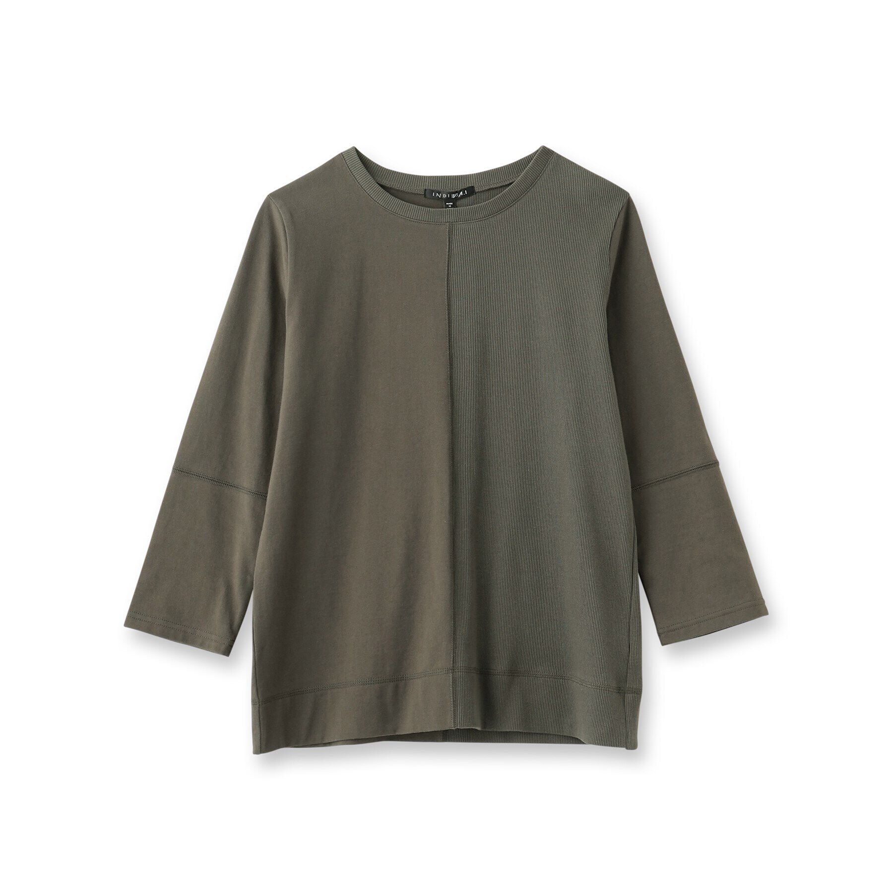 INDIVI「【洗える／日本製】コンビ素材デザイントップス」|Tシャツ・カットソー|