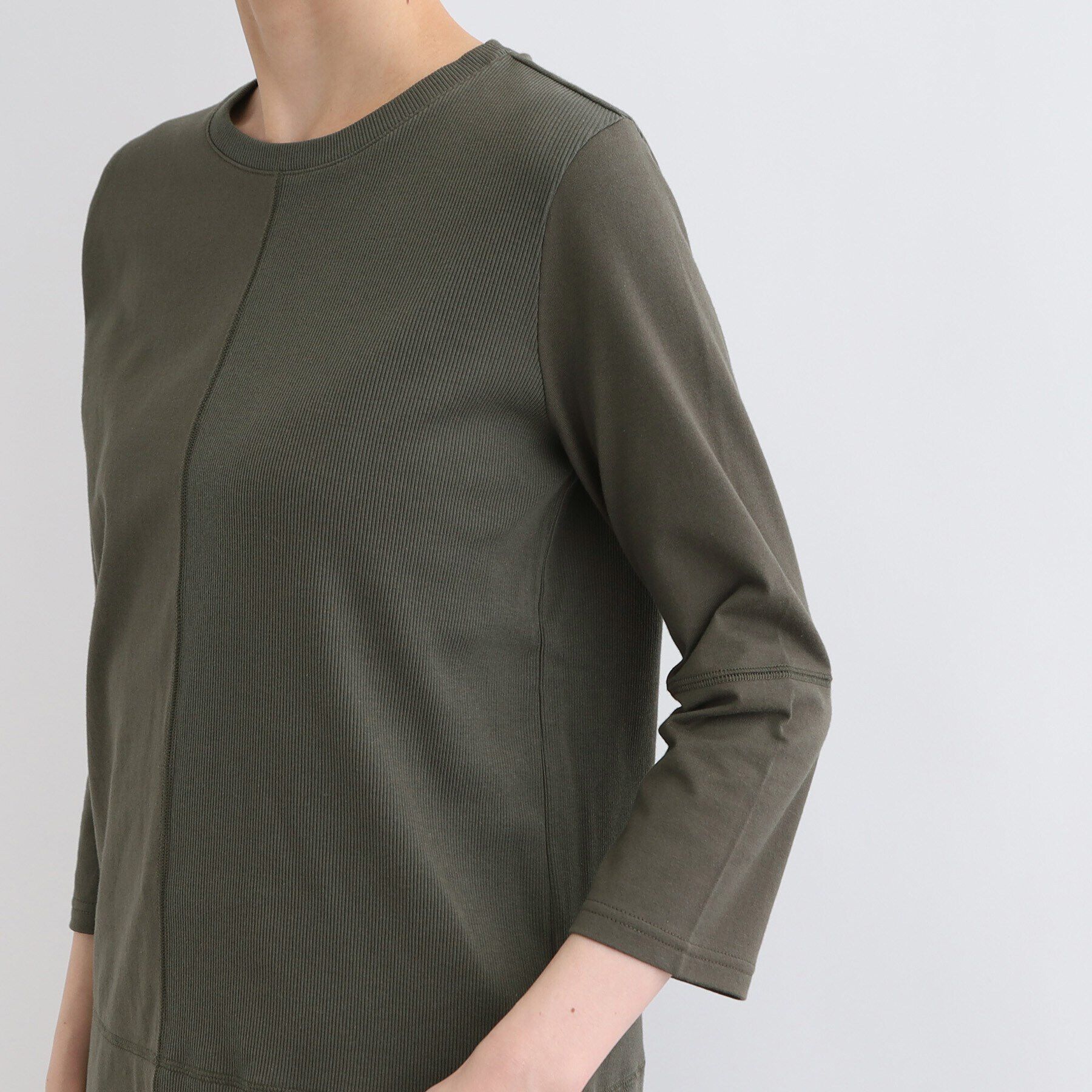 INDIVI「【洗える／日本製】コンビ素材デザイントップス」|Tシャツ・カットソー|