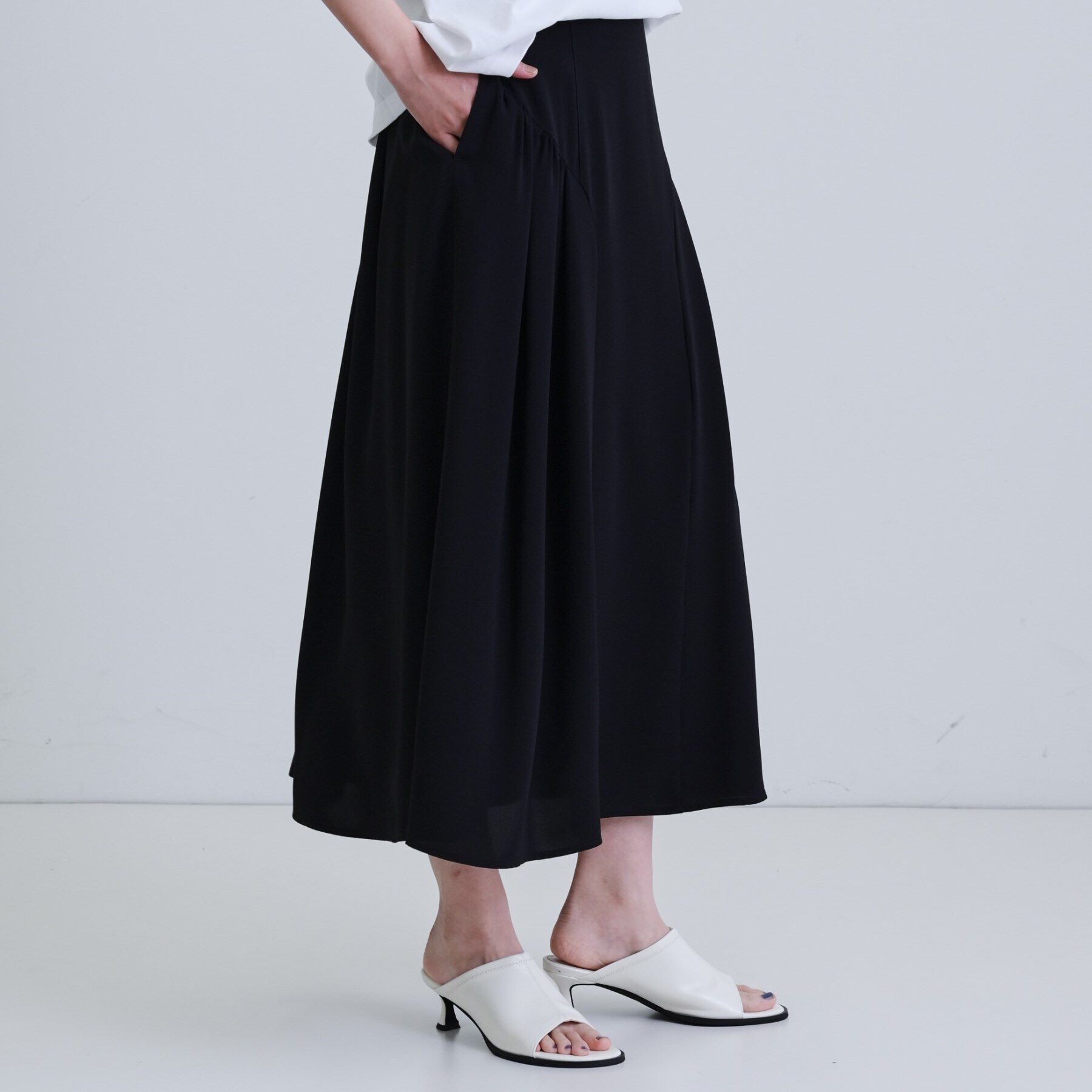 GALLEST「ドレープギャザースカート」|スカート|ブラック(019)