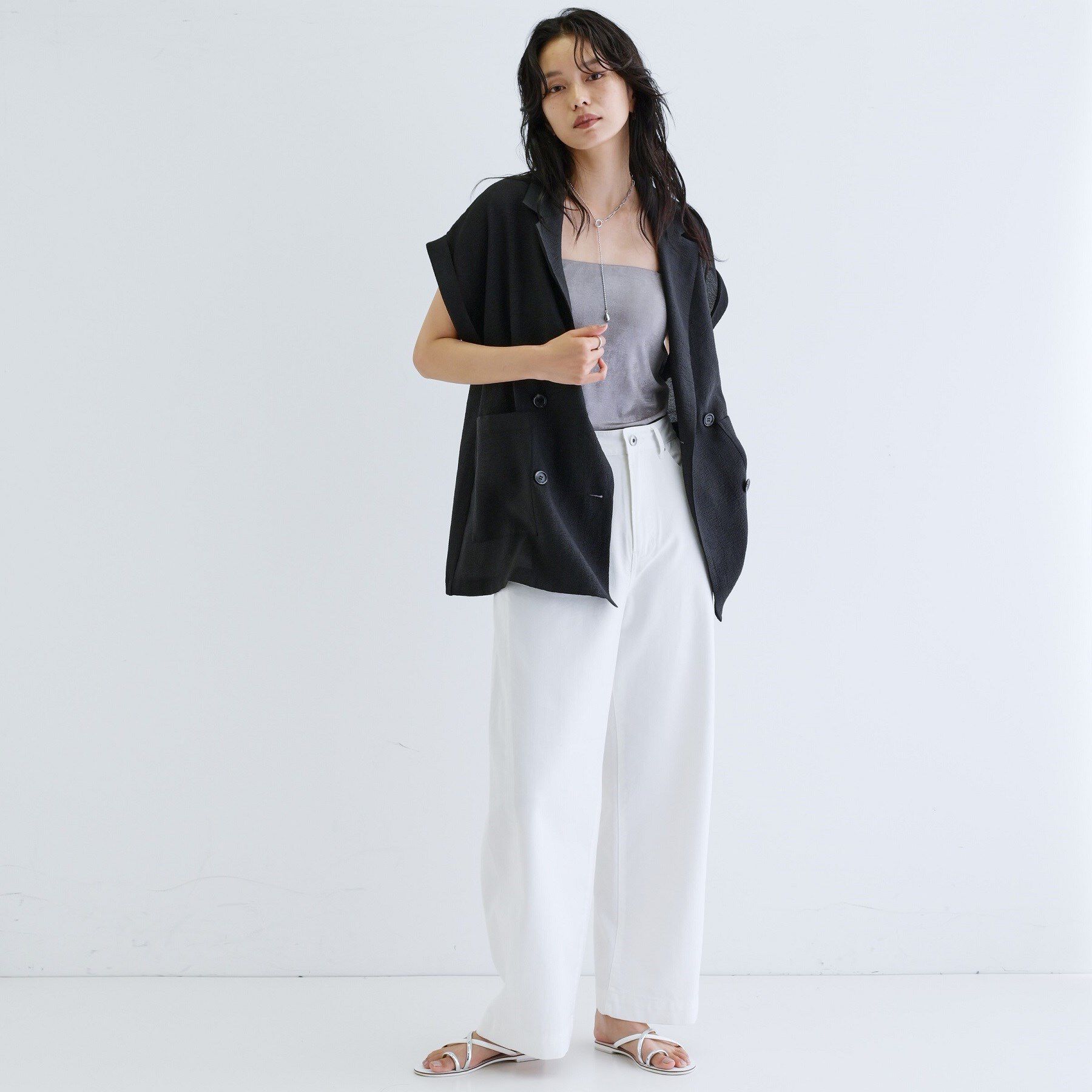 GALLEST「ワッシャー半袖シャツジャケット」|テーラードジャケット|