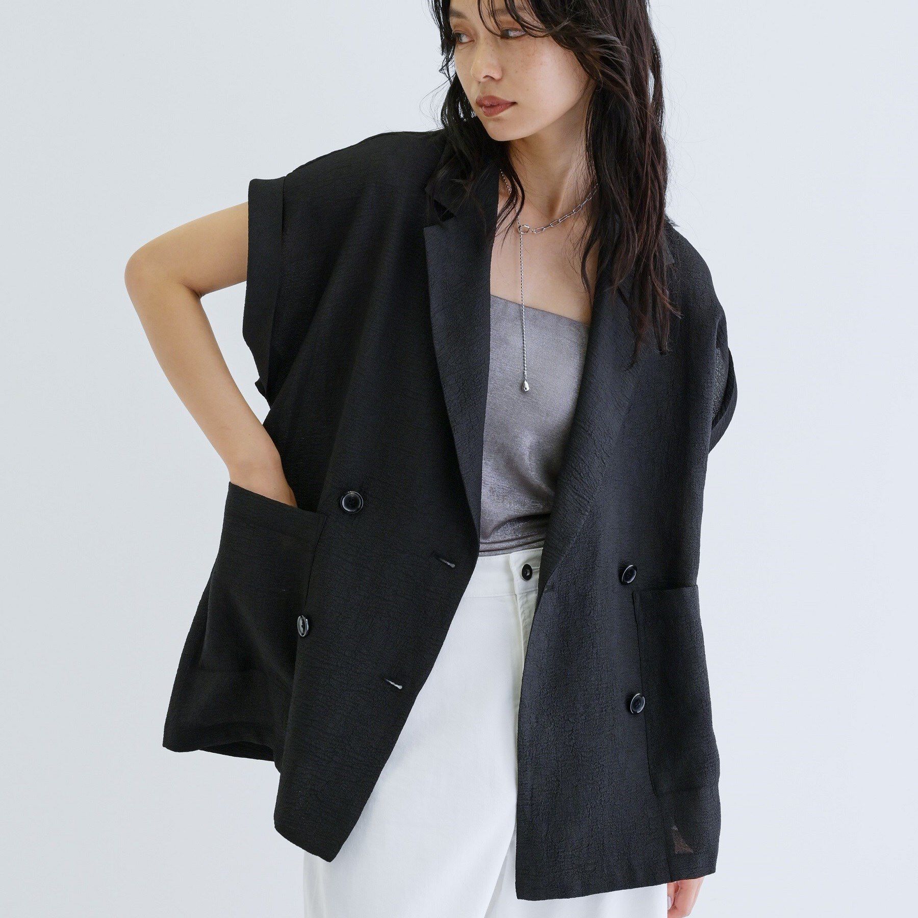 GALLEST「ワッシャー半袖シャツジャケット」|テーラードジャケット|