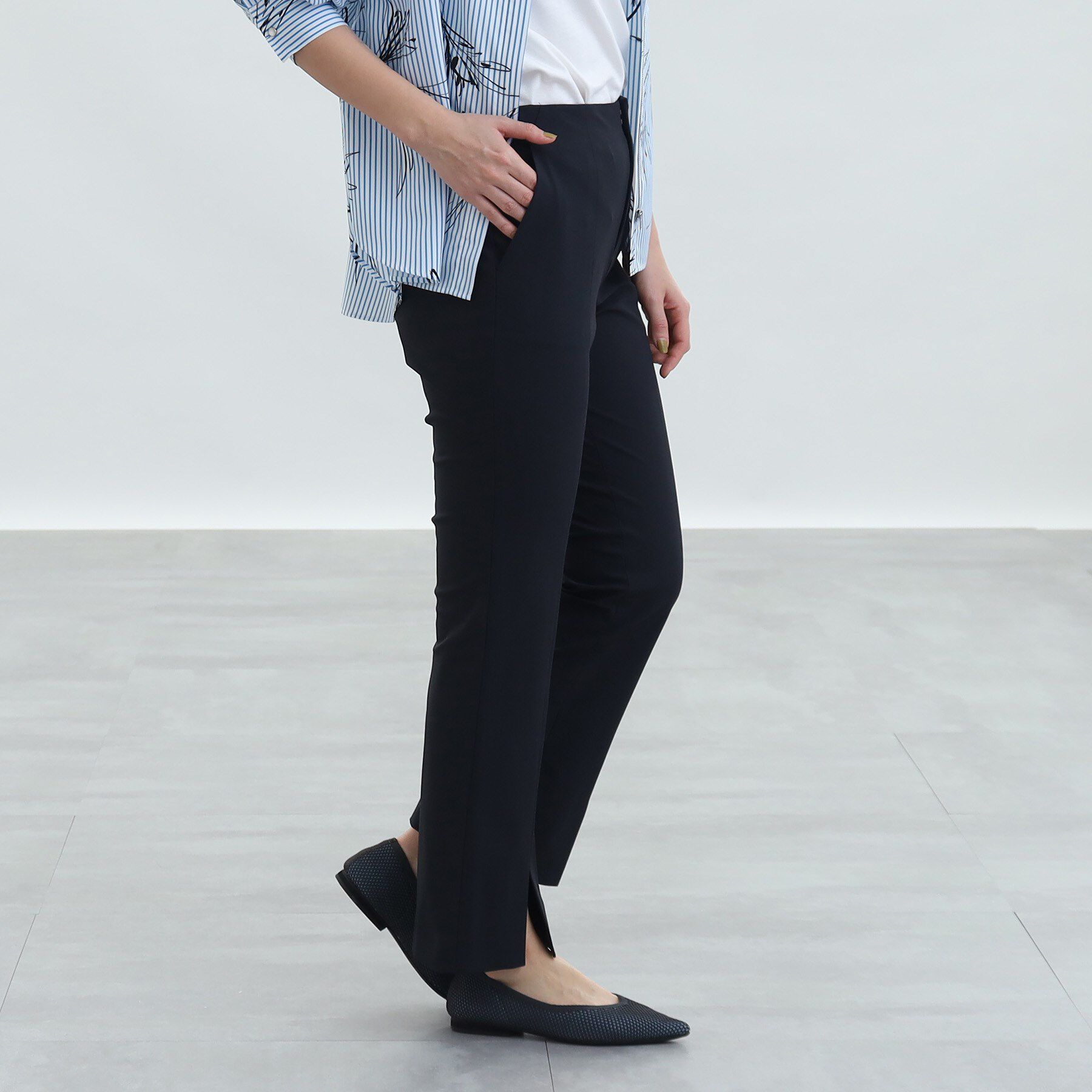 INDIVI「【褒められパンツ/洗える/接触冷感/UVケア】スリット入りストレートパンツ」|その他|