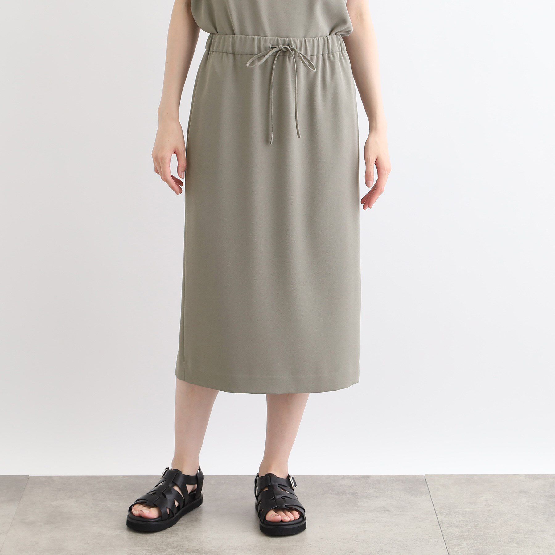 INDIVI「【洗える／SETUP可能／ウエストゴム】ストレートラインスカート」|スカート|