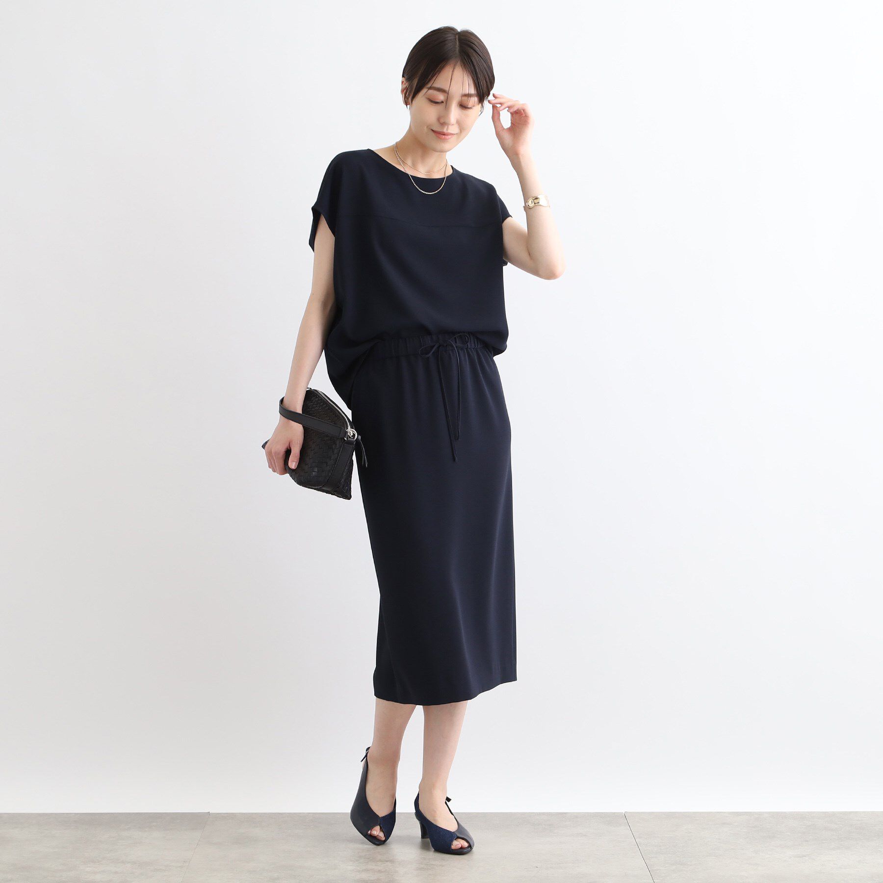 INDIVI「【洗える／SETUP可能／ウエストゴム】ストレートラインスカート」|スカート|