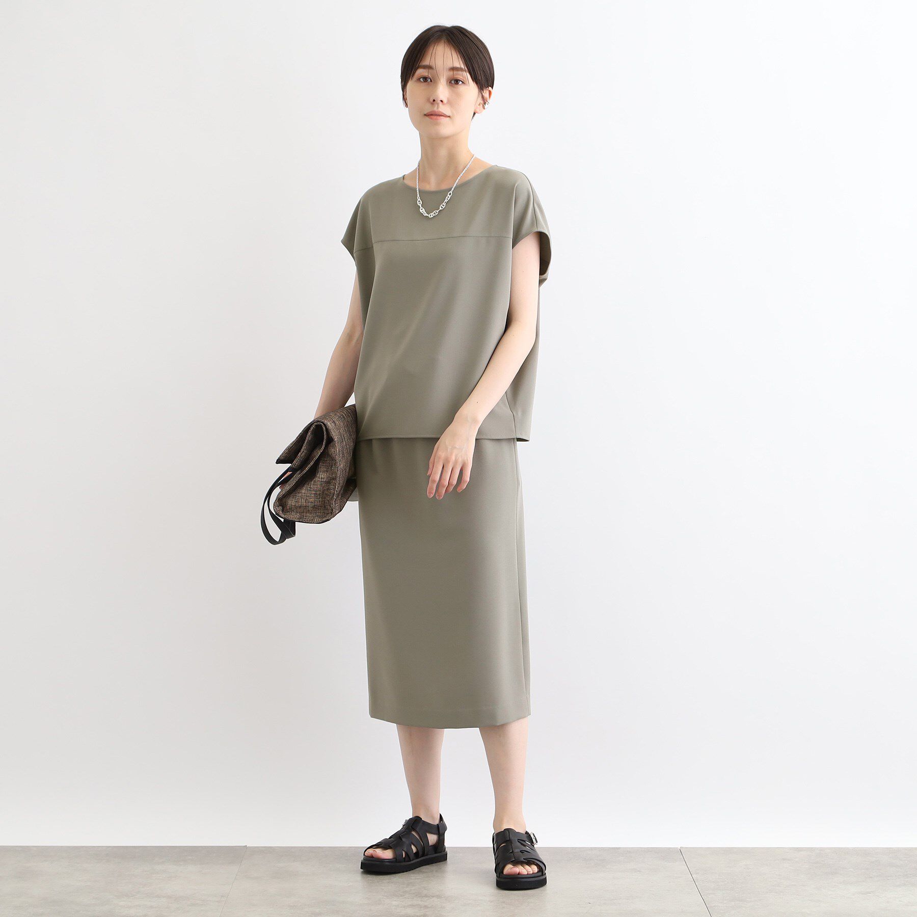 INDIVI「【洗える／SETUP可能／ウエストゴム】ストレートラインスカート」|スカート|