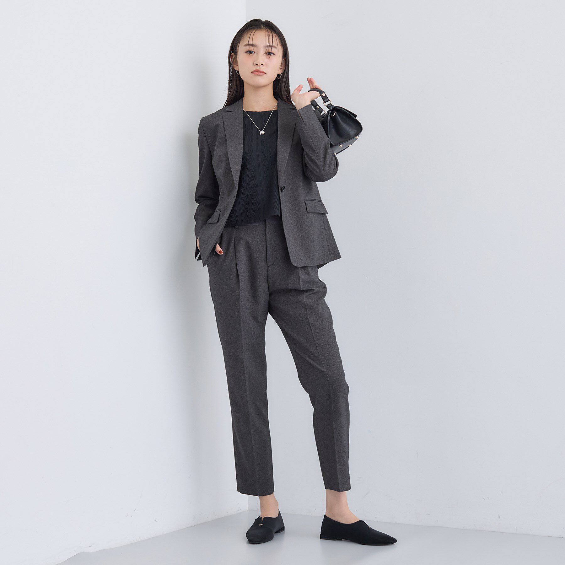 INDIVI「【洗える／通勤／スーツ】メランジストレッチ テーパードパンツ」|スーツ|