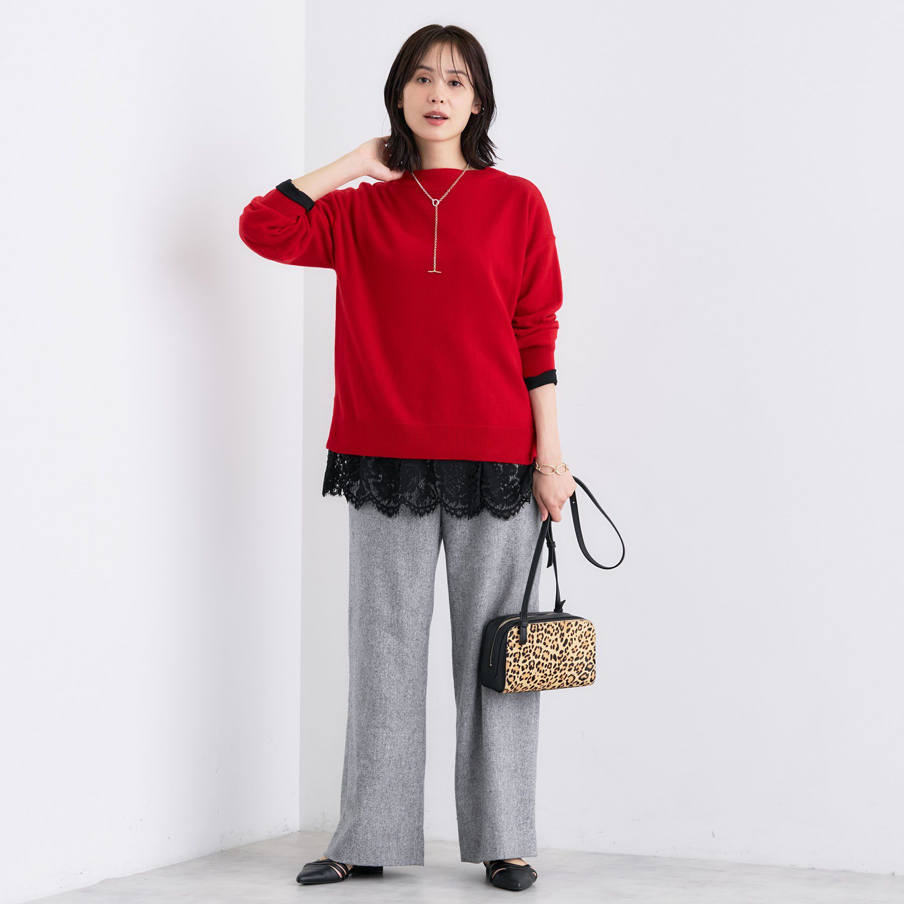 INDIVI「【洗える／カシミヤ混】ボトルネック ドルマンスリーブニット」|ニット・セーター|