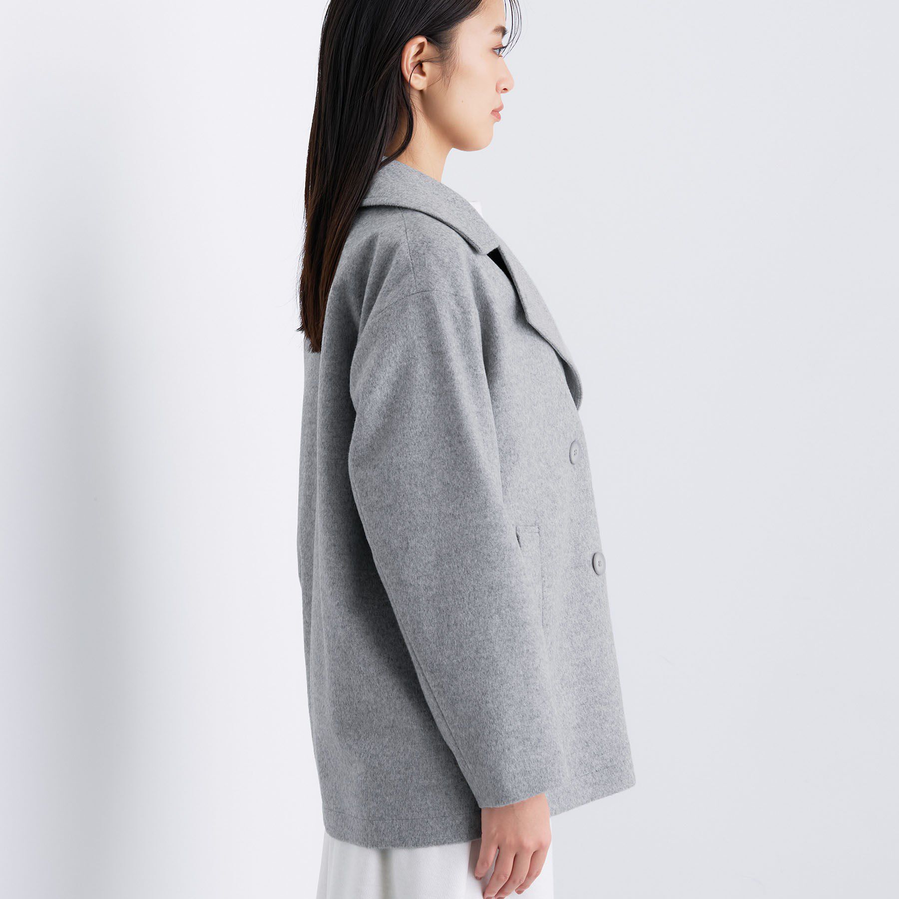 INDIVI「【軽やか／ゆったり】ウール混ショートトレンチコート」|トレンチコート|