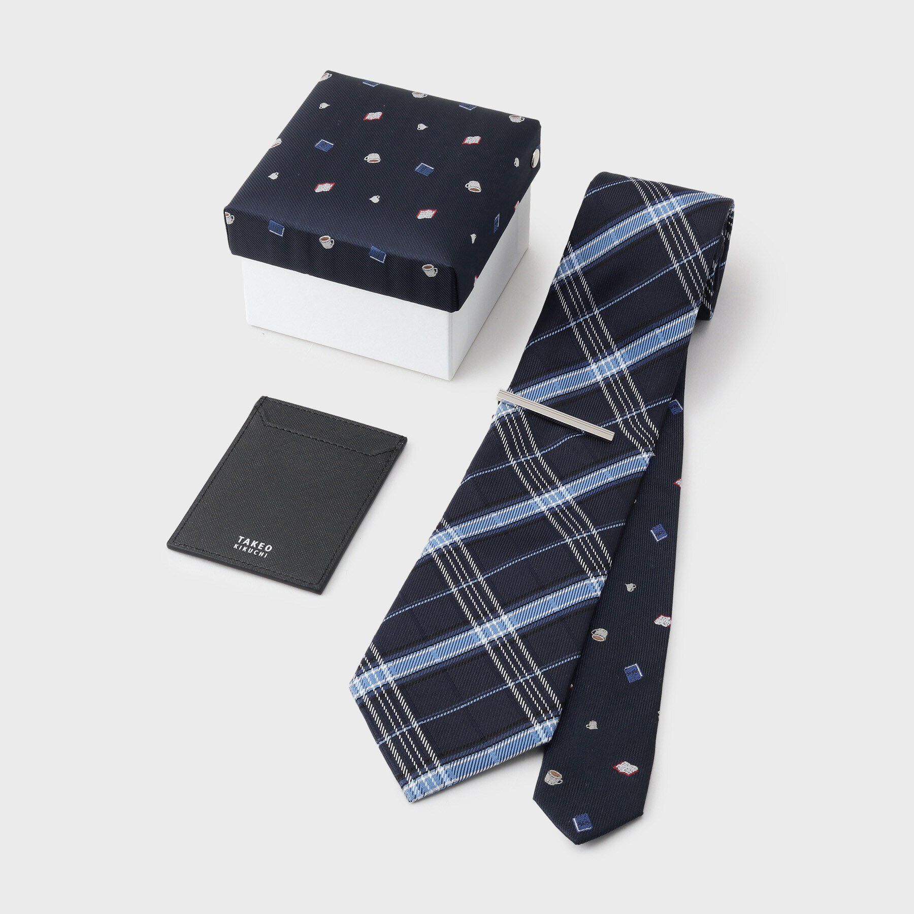 TAKEO KIKUCHI「【カラーBOXセット】ネクタイ＆タイバー＆単パスケース セット」|ネクタイ・蝶ネクタイ|ネイビー(294)
