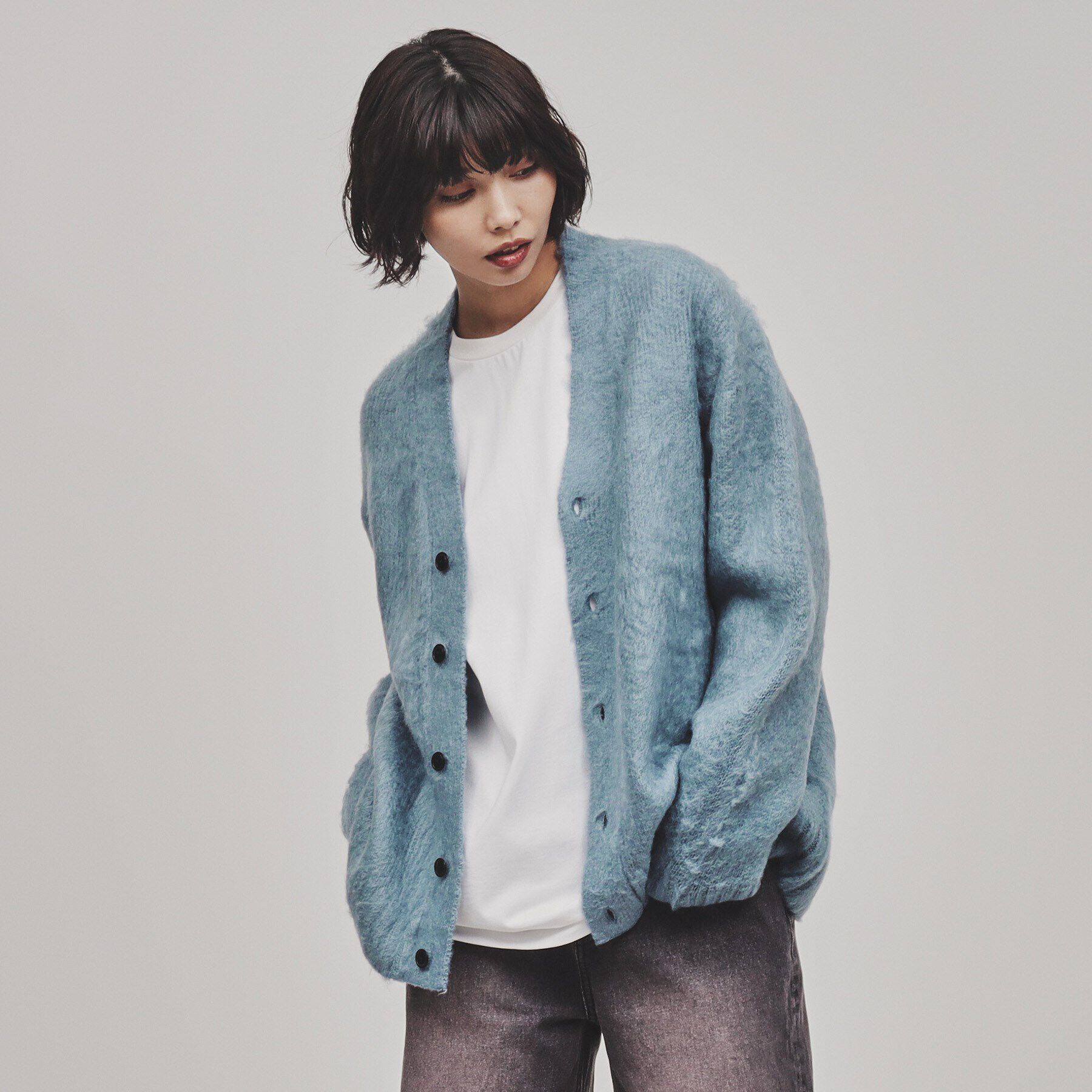 tk.TAKEO KIKUCHI「【全10色】シャギーカーディガン」|カーディガン|ﾌﾞﾙｰ(092)