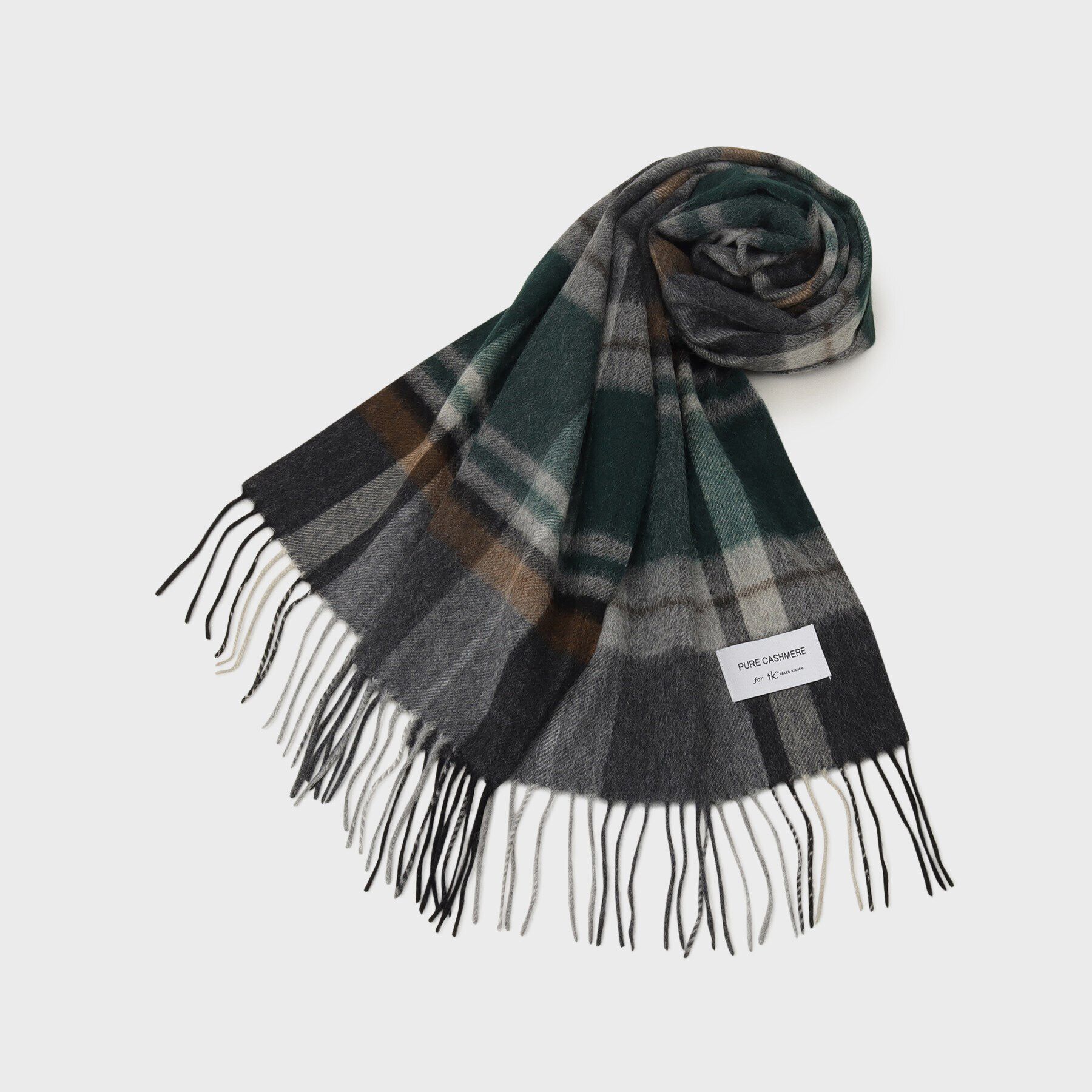 tk.TAKEO KIKUCHI「カシミヤチェックマフラー」|ストール|ブラウン(243)