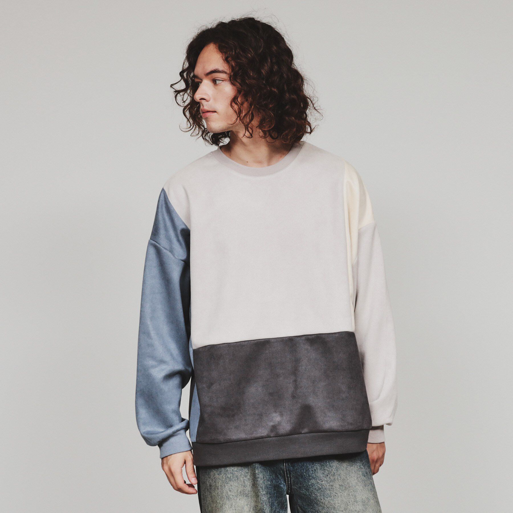 tk.TAKEO KIKUCHI「スエードタッチアシンメトリー切替プルオーバー」|Tシャツ・カットソー|グレー(512)