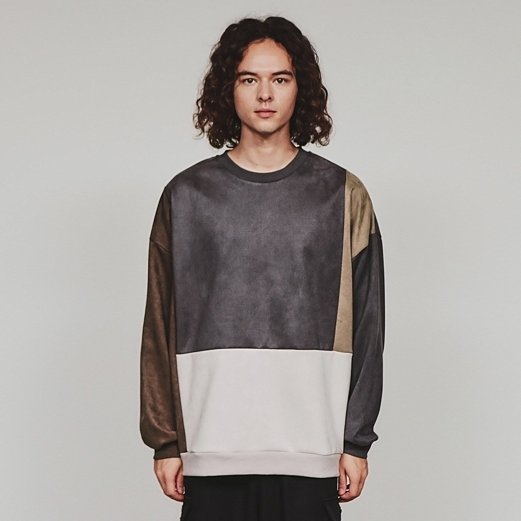 tk.TAKEO KIKUCHI「スエードタッチアシンメトリー切替プルオーバー」|Tシャツ・カットソー|