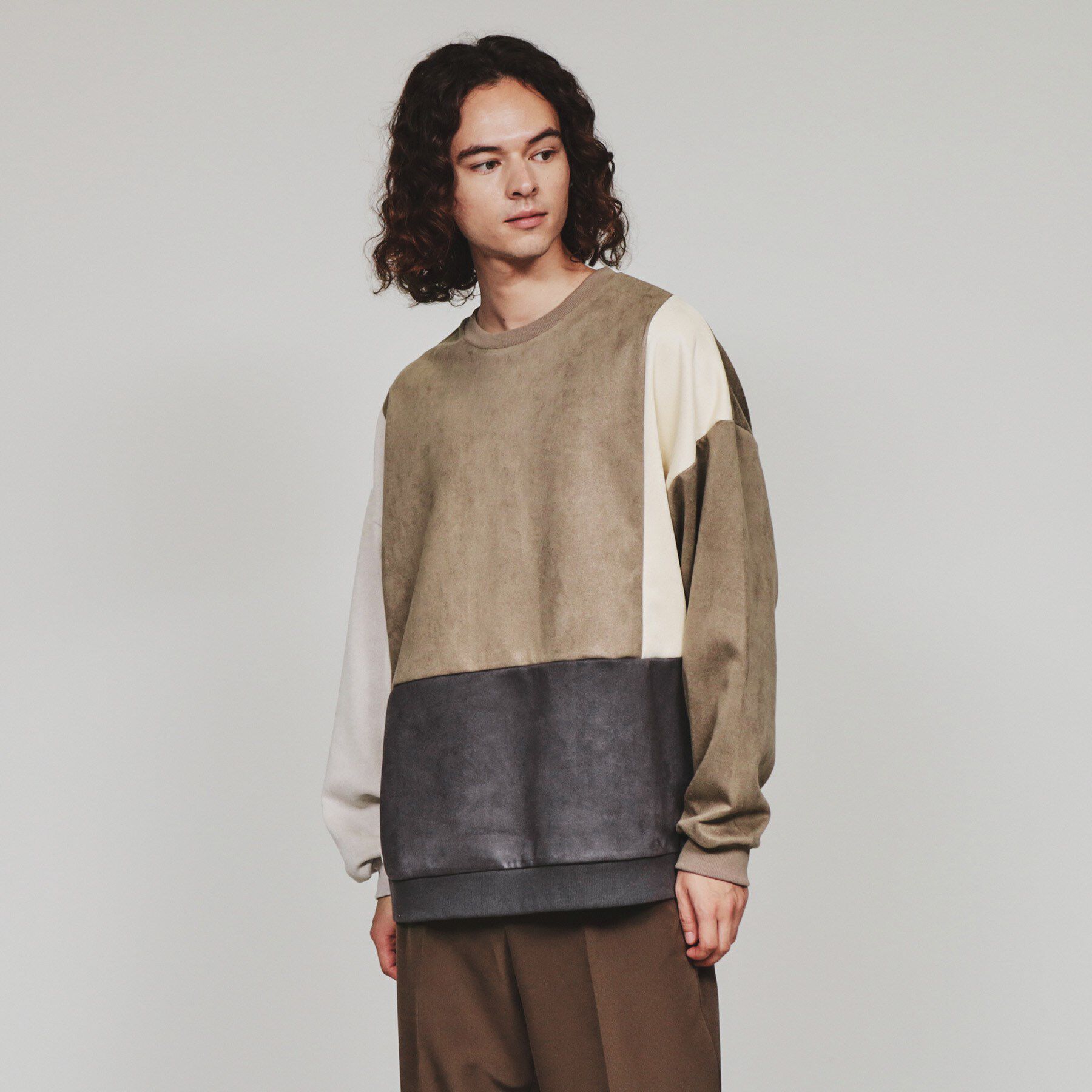 tk.TAKEO KIKUCHI「スエードタッチアシンメトリー切替プルオーバー」|Tシャツ・カットソー|