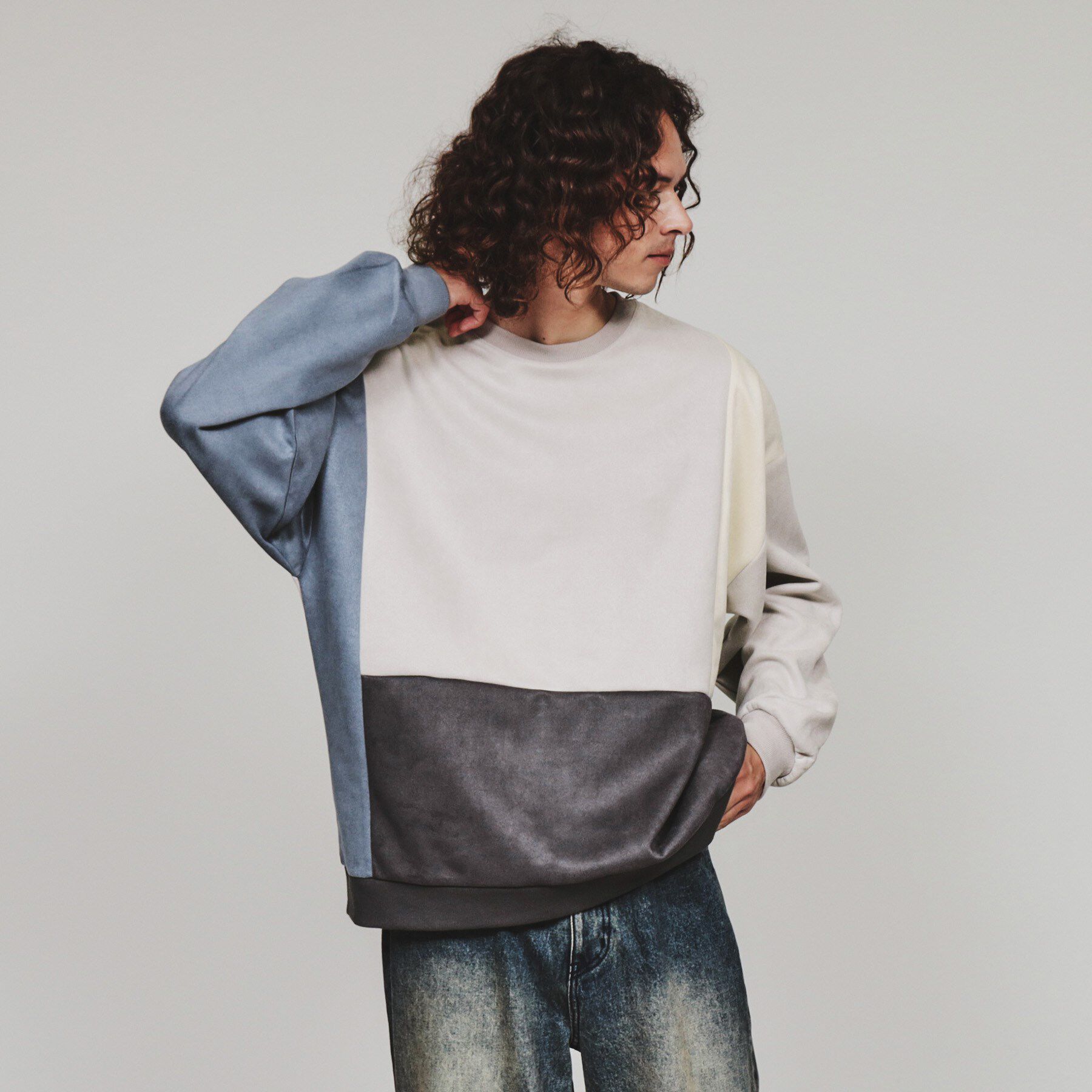 tk.TAKEO KIKUCHI「スエードタッチアシンメトリー切替プルオーバー」|Tシャツ・カットソー|