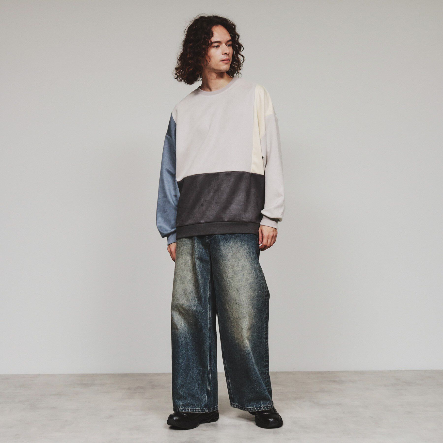 tk.TAKEO KIKUCHI「スエードタッチアシンメトリー切替プルオーバー」|Tシャツ・カットソー|