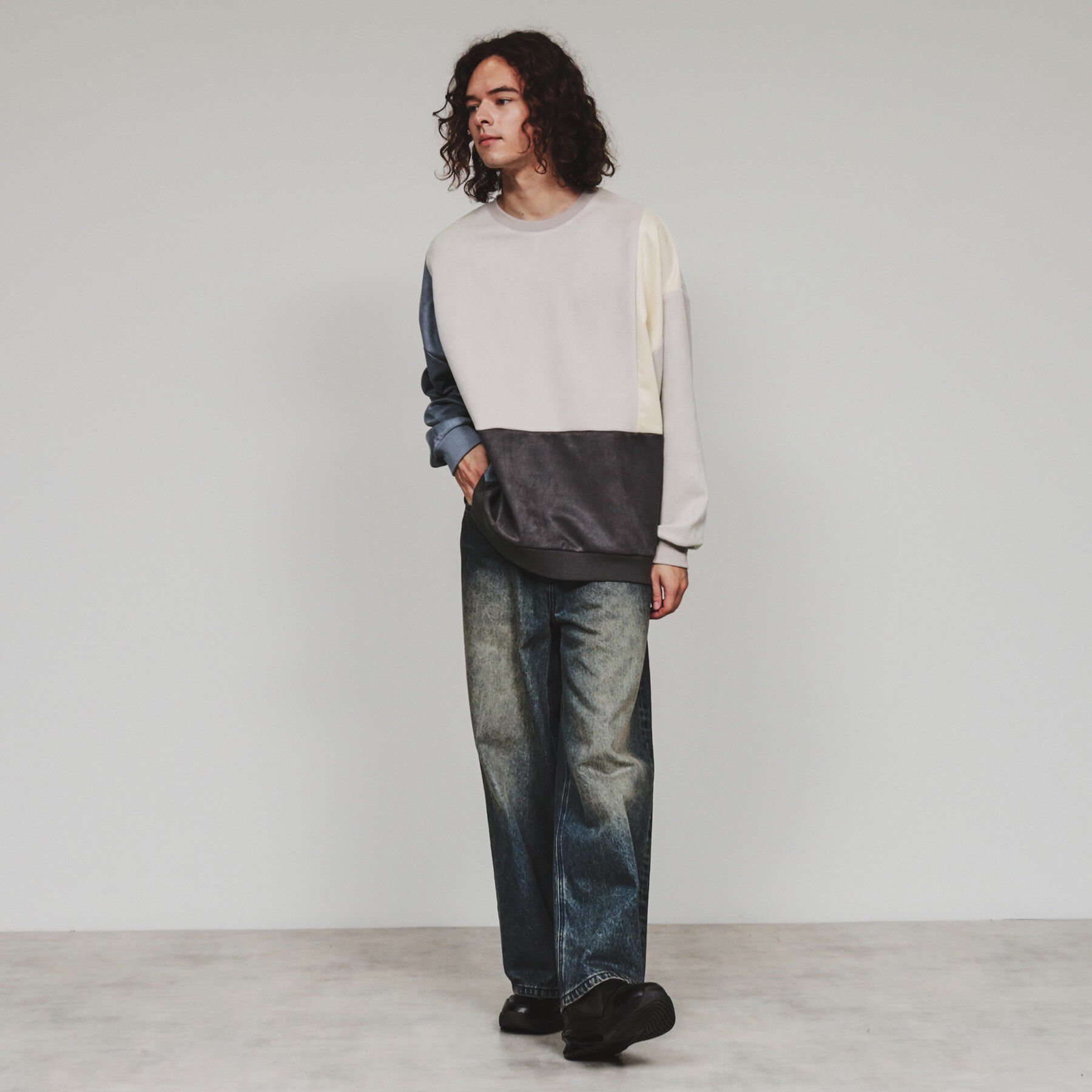 tk.TAKEO KIKUCHI「スエードタッチアシンメトリー切替プルオーバー」|Tシャツ・カットソー|