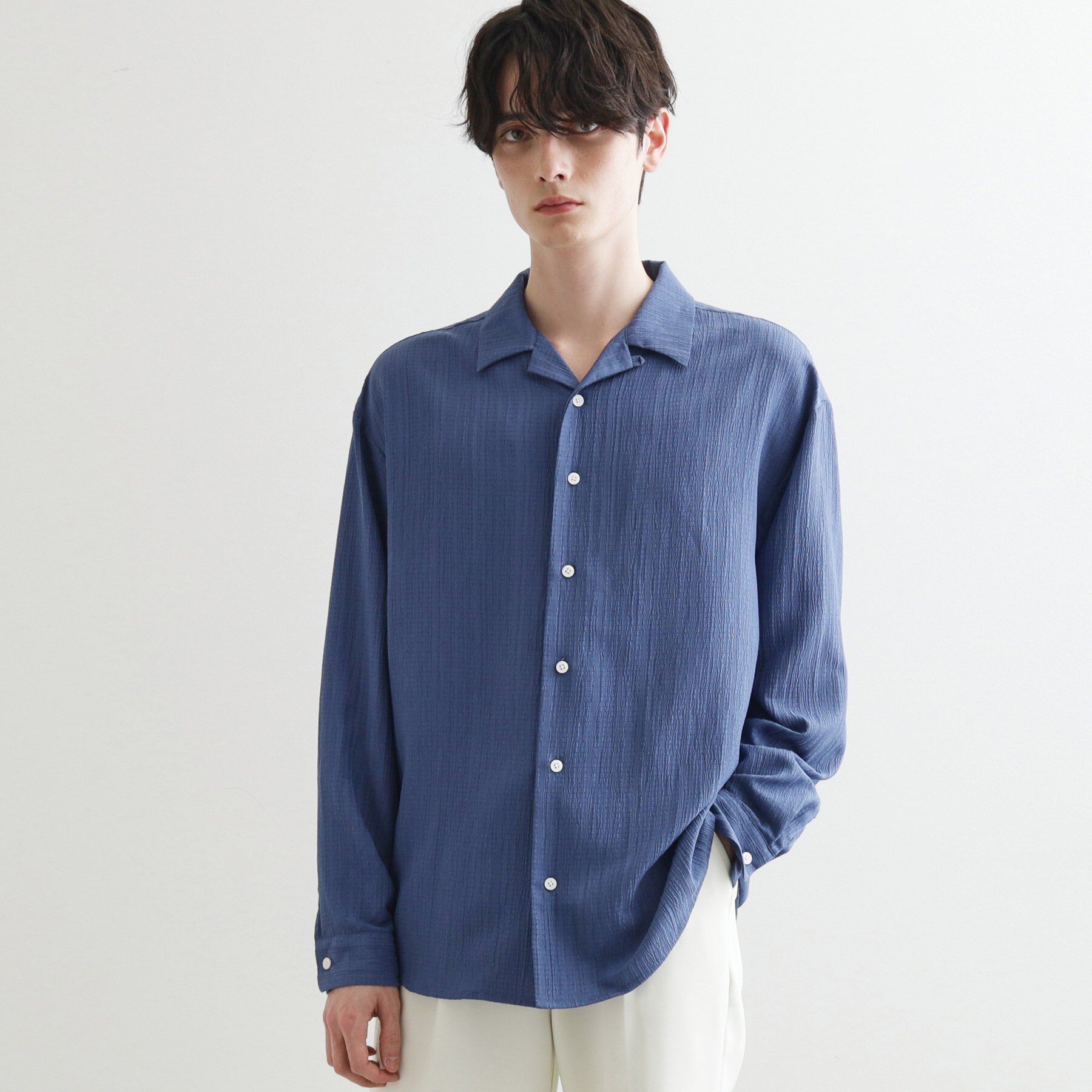 tk.TAKEO KIKUCHI「シアー楊柳シャツ」|シャツ・ブラウス|ブルー(092)