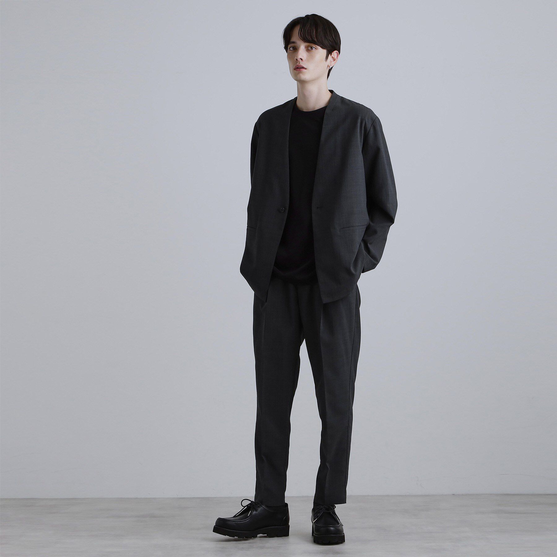 tk.TAKEO KIKUCHI「【2点セットジャケット＋パンツ】エアリードライノーカラージャケット＆スラックス」|スーツ|