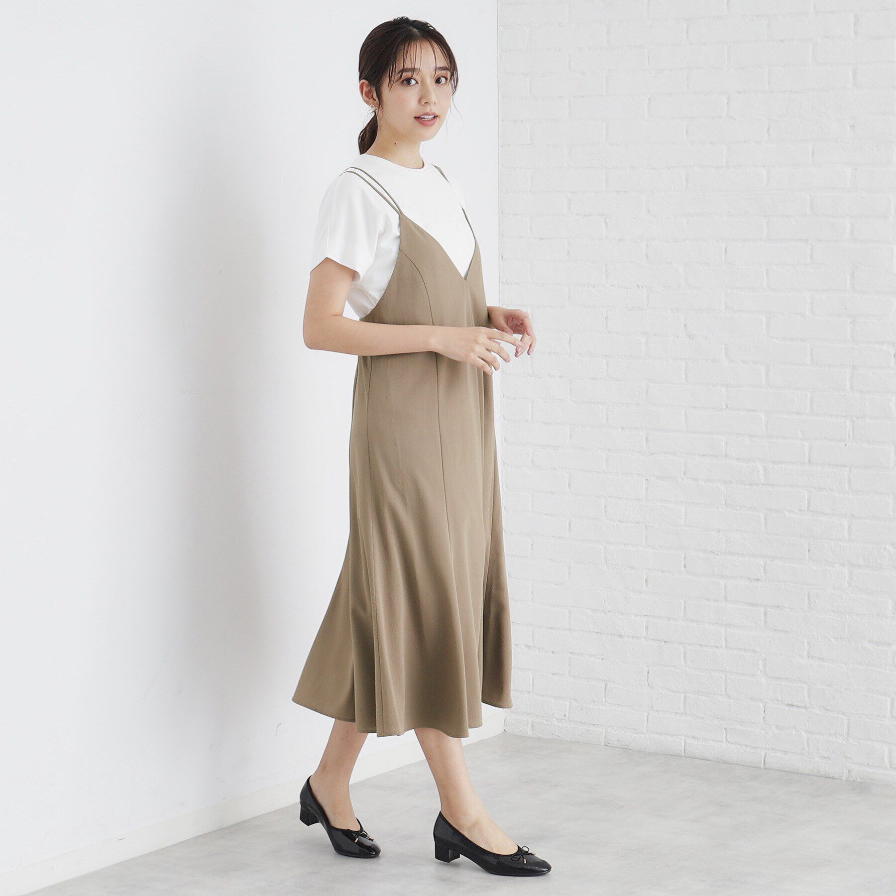 index「麻調キャミワンピース【洗濯機洗い可/防シワ】」|ワンピース|