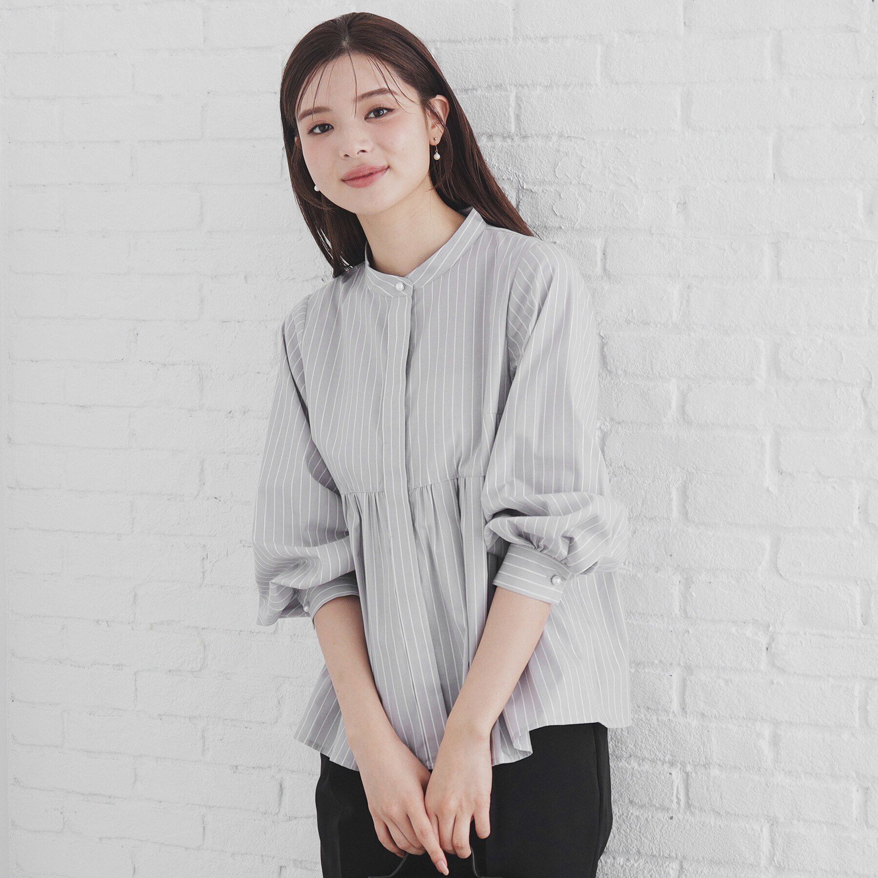 index「ラメラインペプラムブラウス【洗濯機洗い可/イージーアイロン/防シワ】」|シャツ・ブラウス|