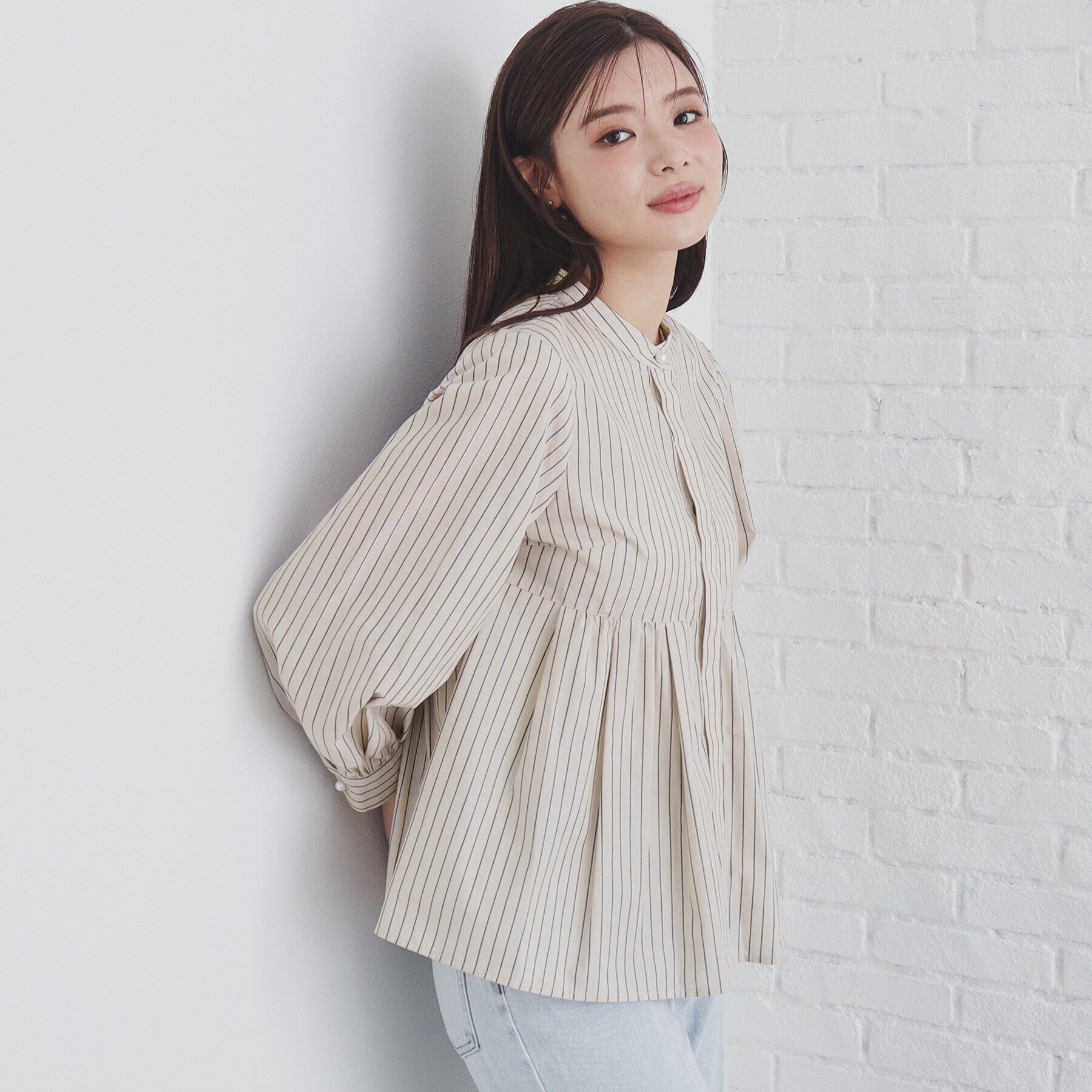 index「ラメラインペプラムブラウス【洗濯機洗い可/イージーアイロン/防シワ】」|シャツ・ブラウス|