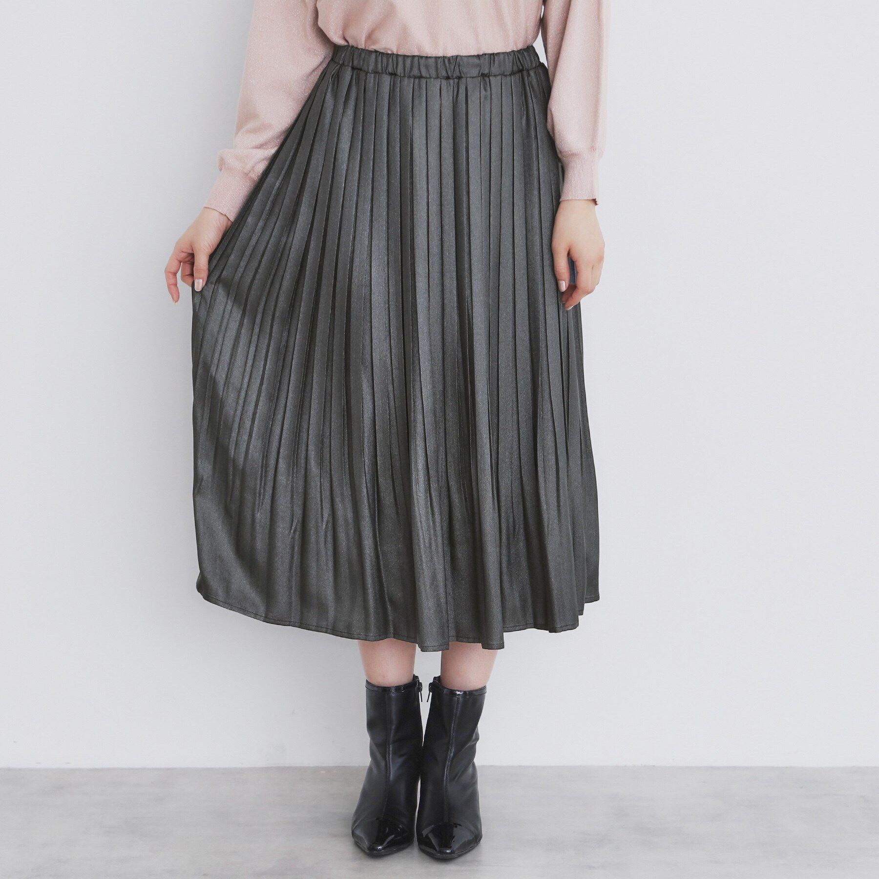 index「シャイニーサテンプリーツスカート【洗濯機洗い可/防シワ】」|スカート|